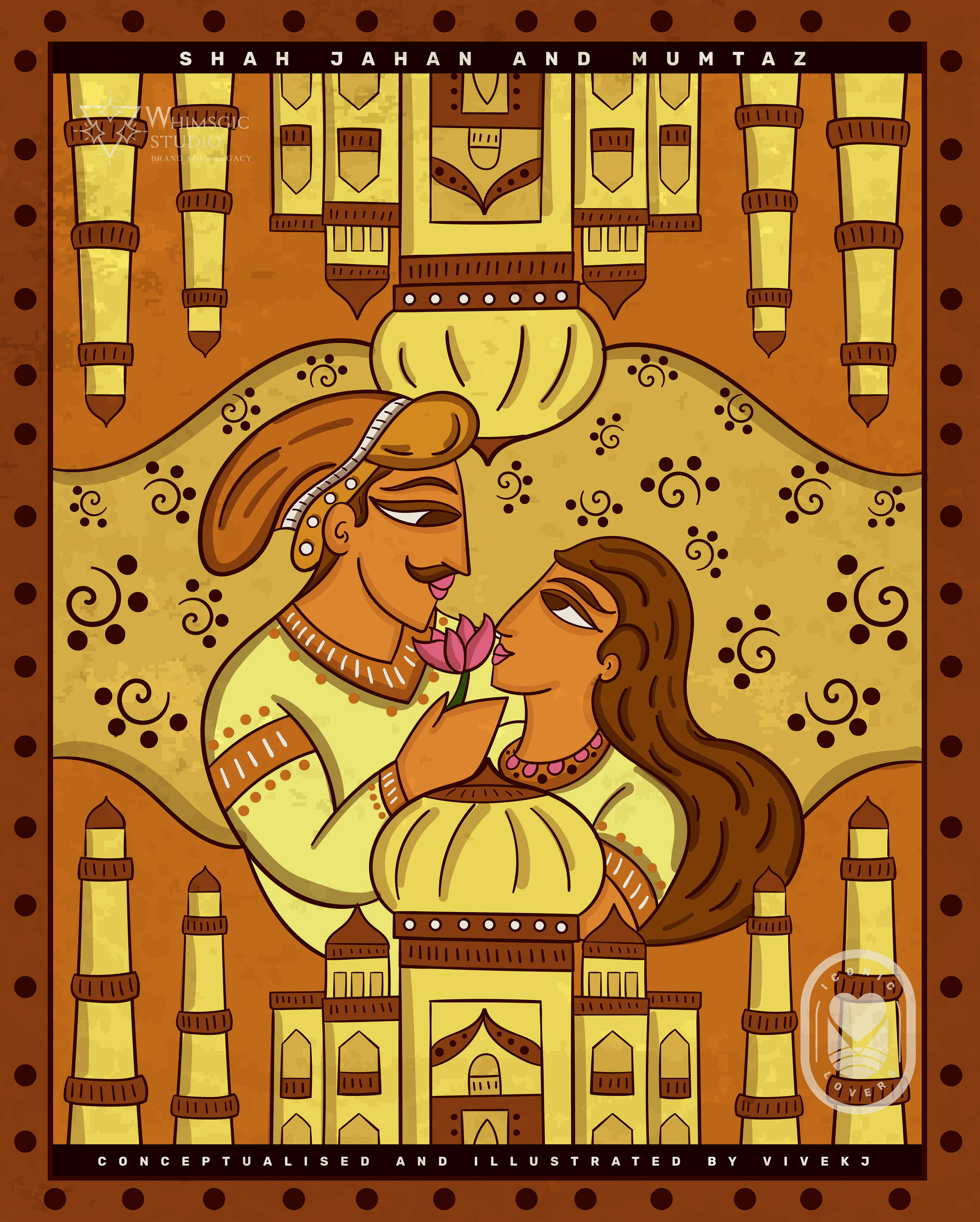 12 iconic lovers in contemporary Bengal Pattachitra: #12 Shah Jahan and Mumtaz