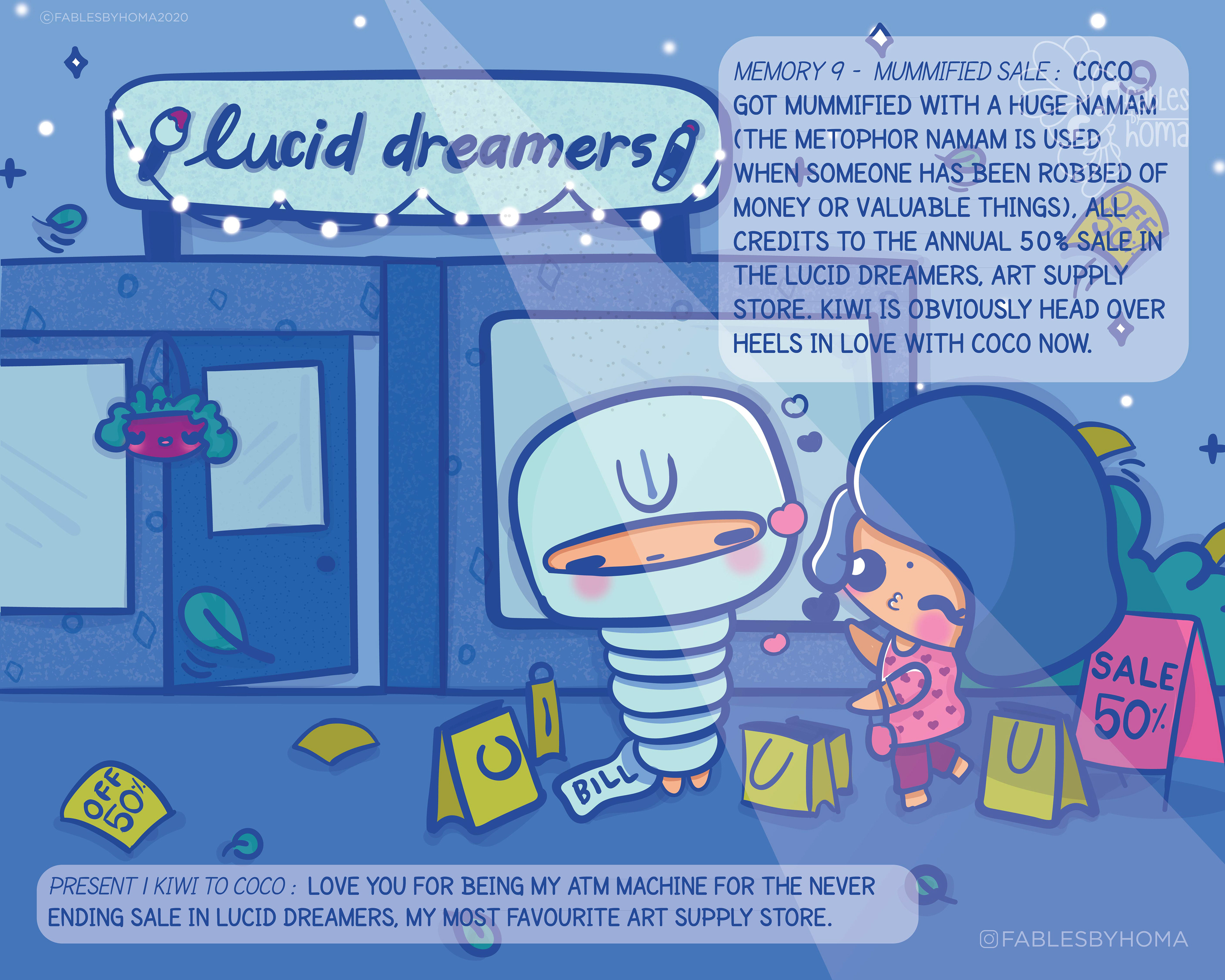 Quirky couple Coco and Kiwi, kawaii nouveau: #11 Shopping at Fluid Dreamers