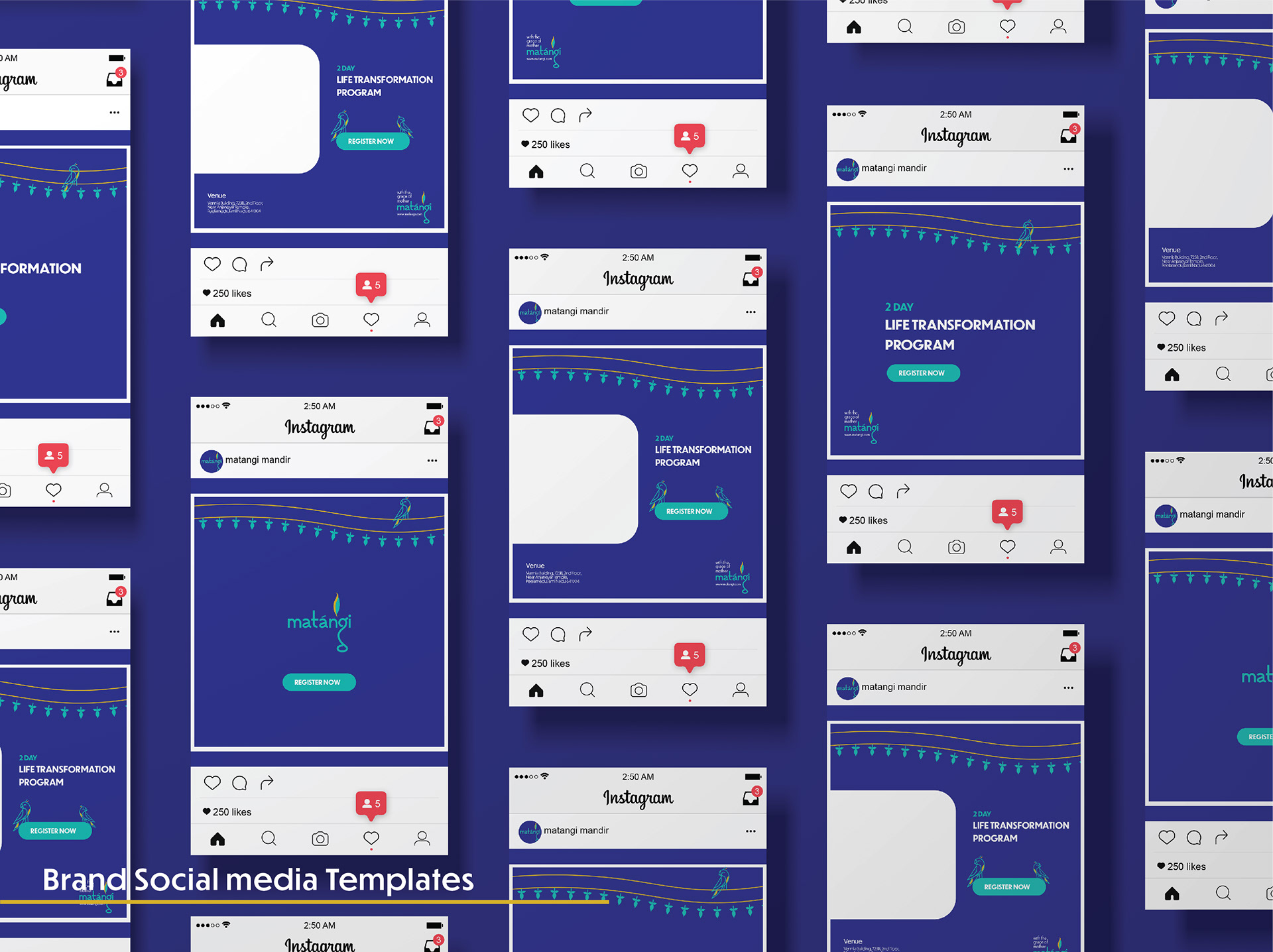 Matangi spiritual brand: social media templates grid
