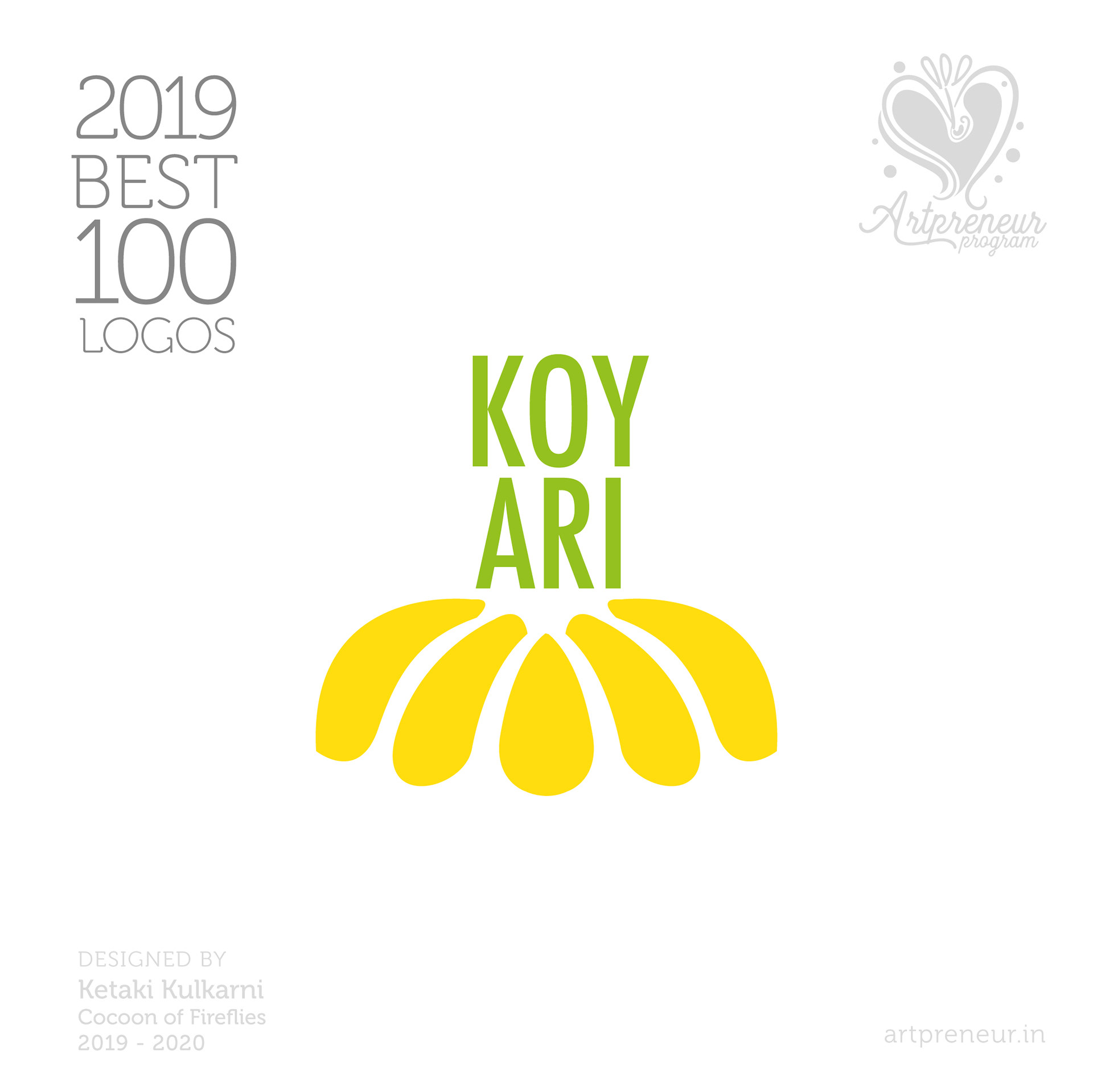100 best logos of Atma Studios 2019: Koyari logo with a yellow flower