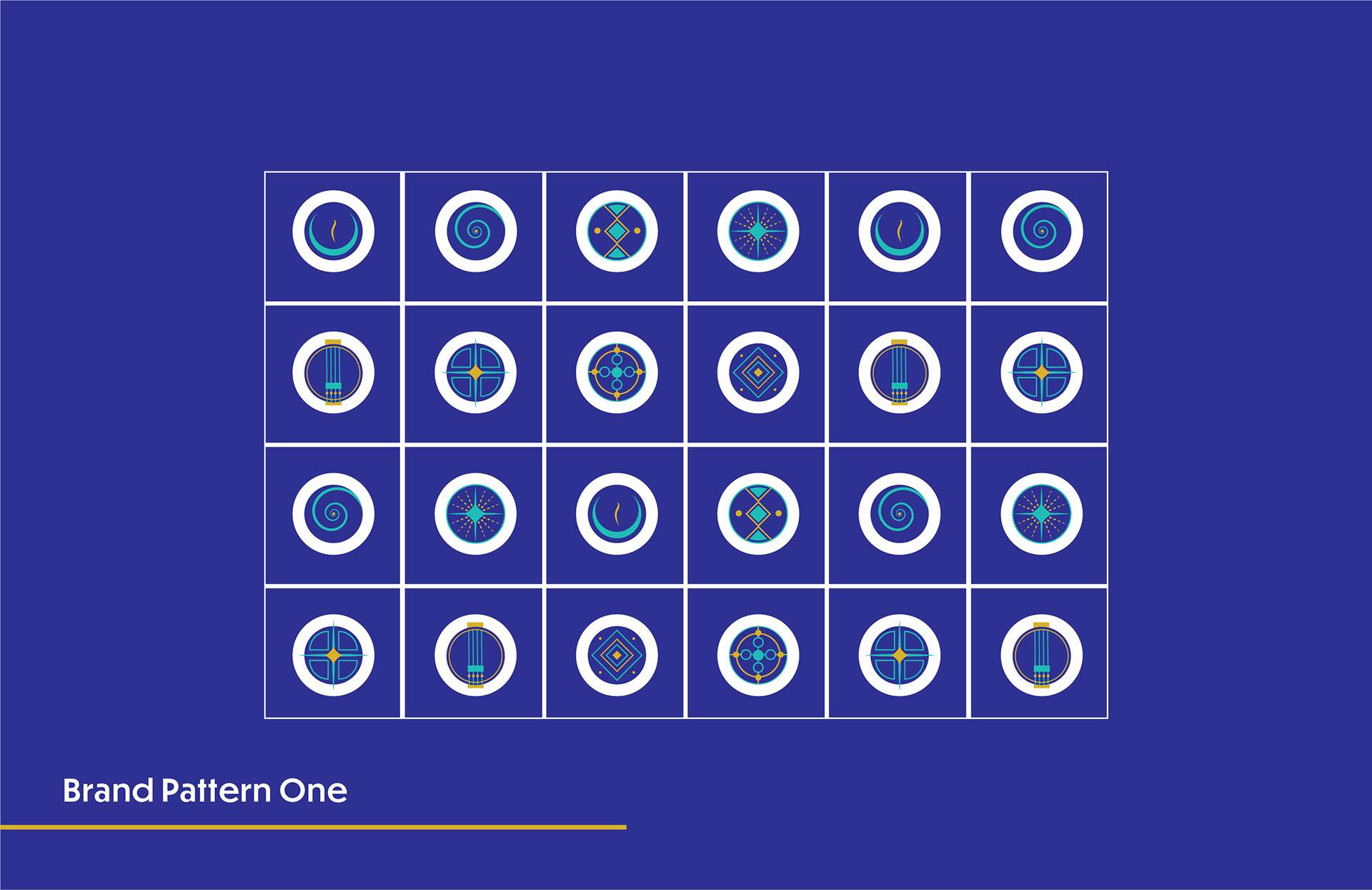 Matangi spiritual brand: brand pattern one of circular icons on indigo
