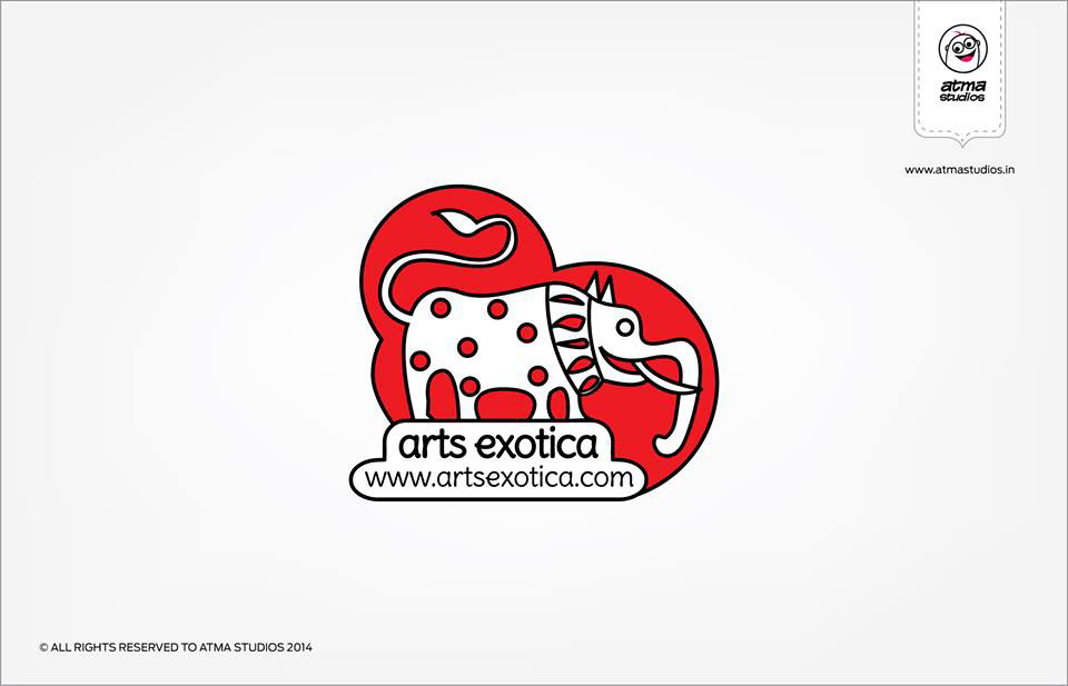 Logo designs 2015 by Atma Studios: Arts Exotica logo with a red bull in a heart