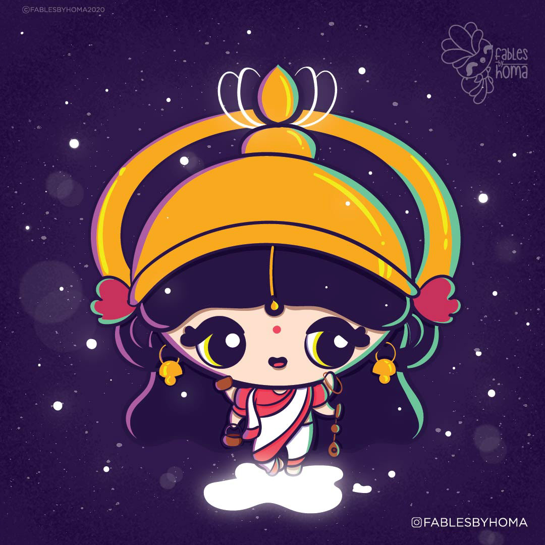 Japanese kawaii nouveau cute characters: #21 Kawaii goddess with a golden crown