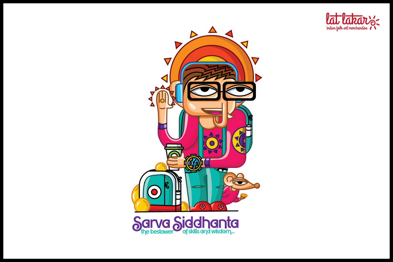 Lat Lakar Indian folk art merchandise: Sarva Siddhanta character illustration