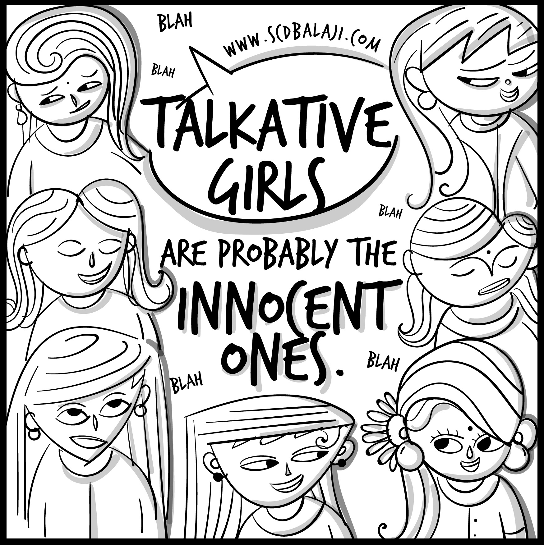 30 various illustrations of 2017: #28 "Talkative girls are probably the innocent ones" sketch