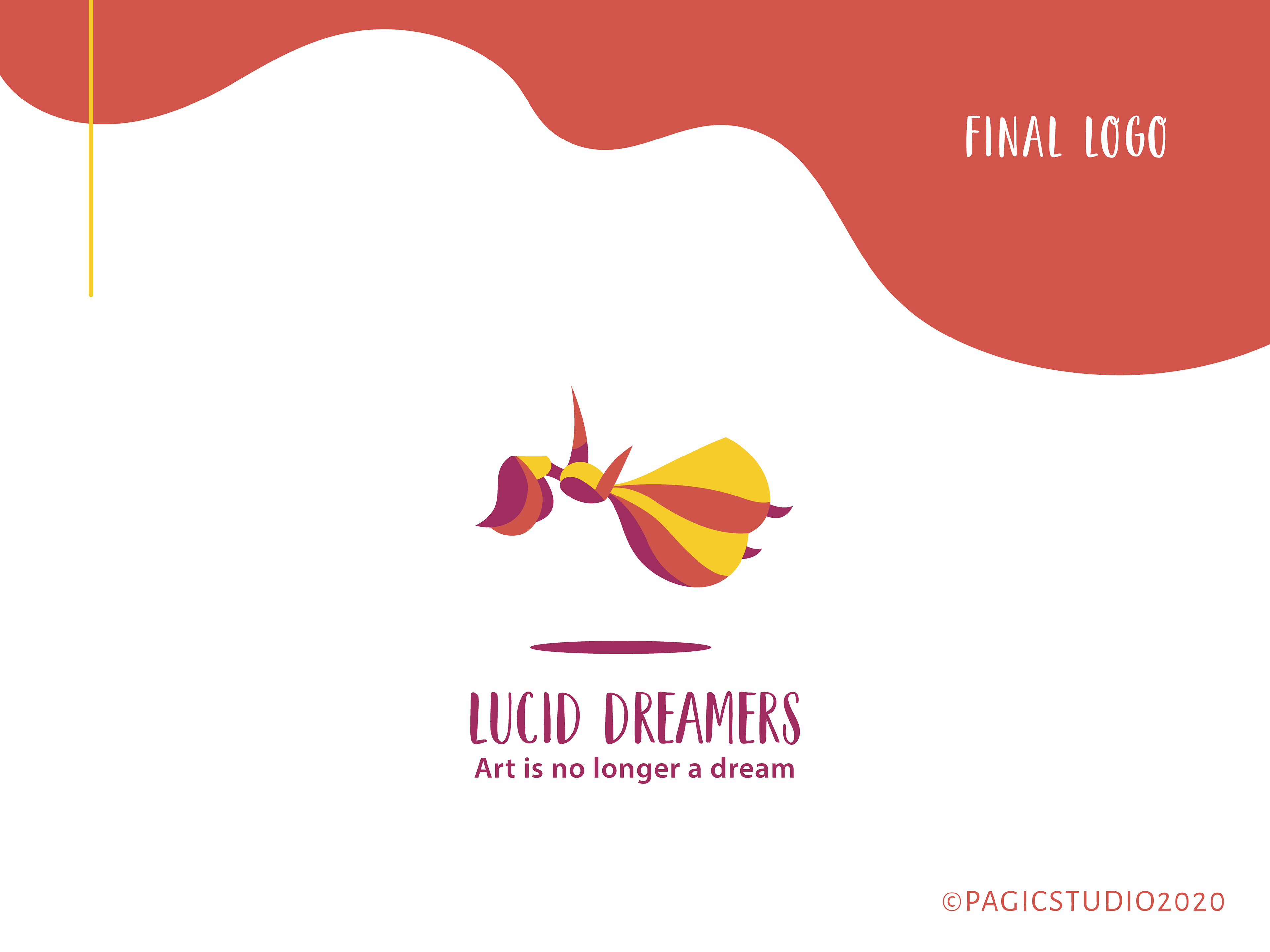 Lucid Dreamers art supplies store brand: final logo with the tagline Art is no longer a dream