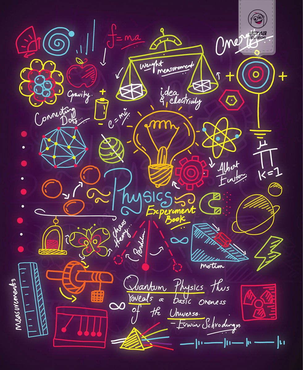 50 notebook cover illustrations: neon line Physics cover