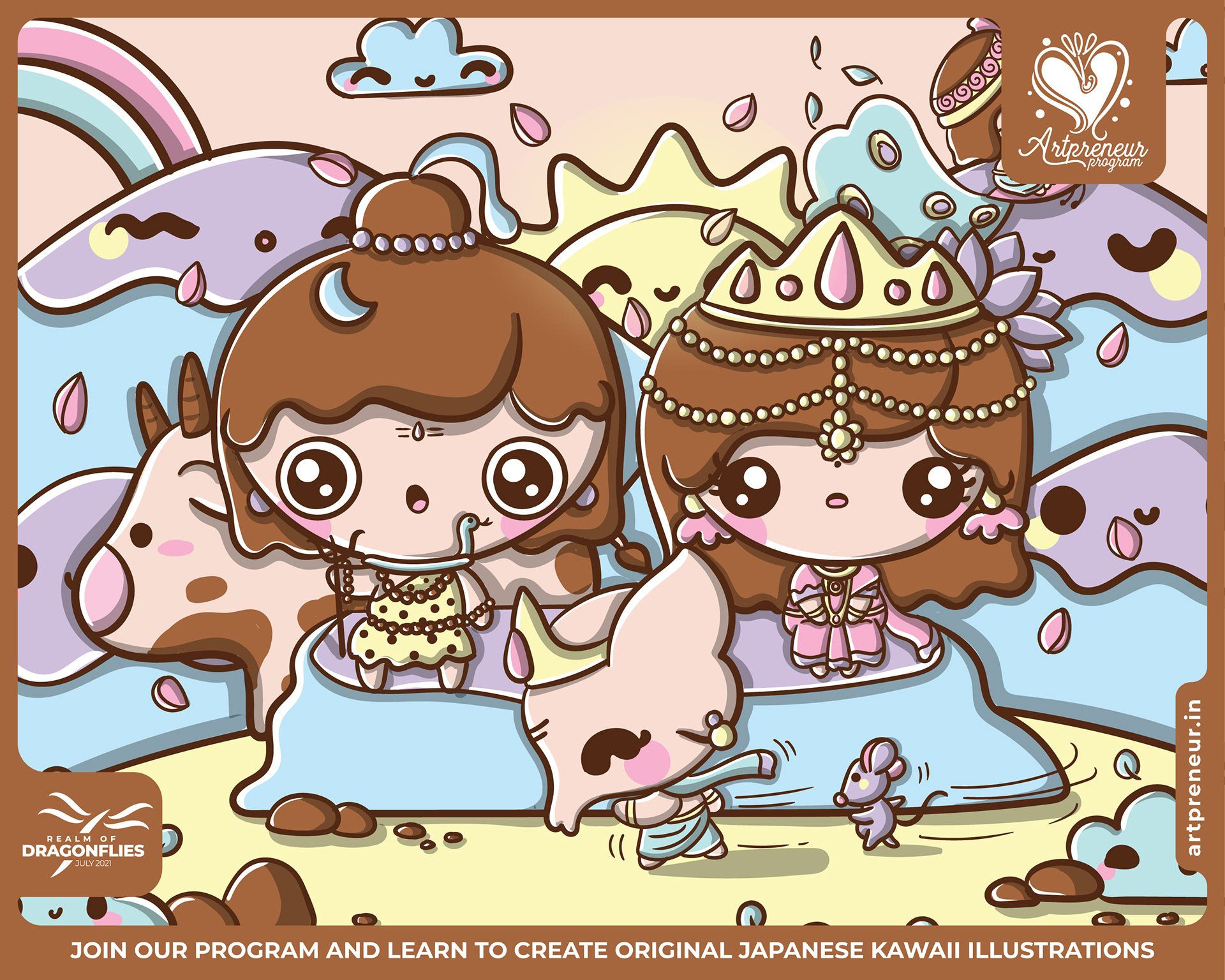 30 kawaii cute illustrations: #11 Little bride and groom
