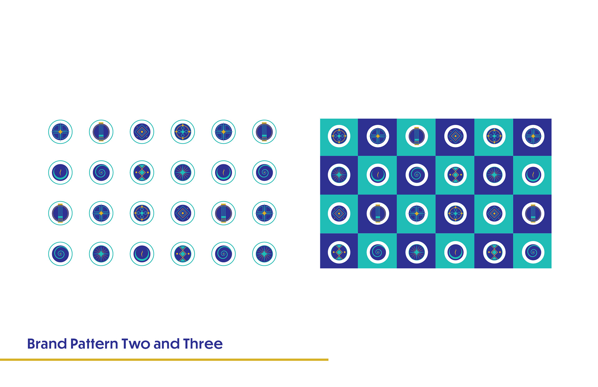Matangi spiritual brand: brand patterns two and three in indigo and teal