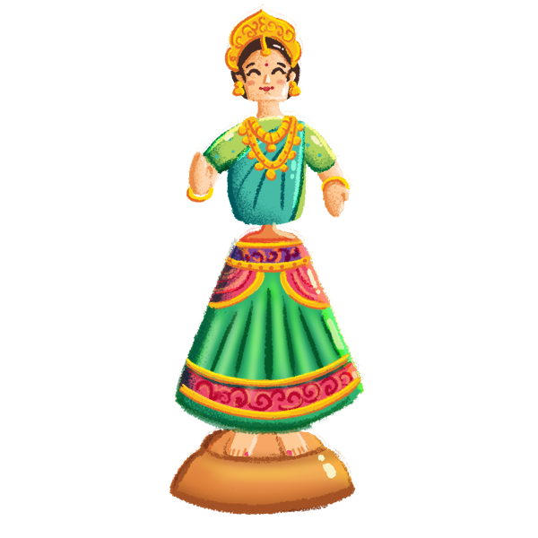 Vidhaippom Meithamizhai Tamil alphabet board book: Tanjore dancing doll illustration