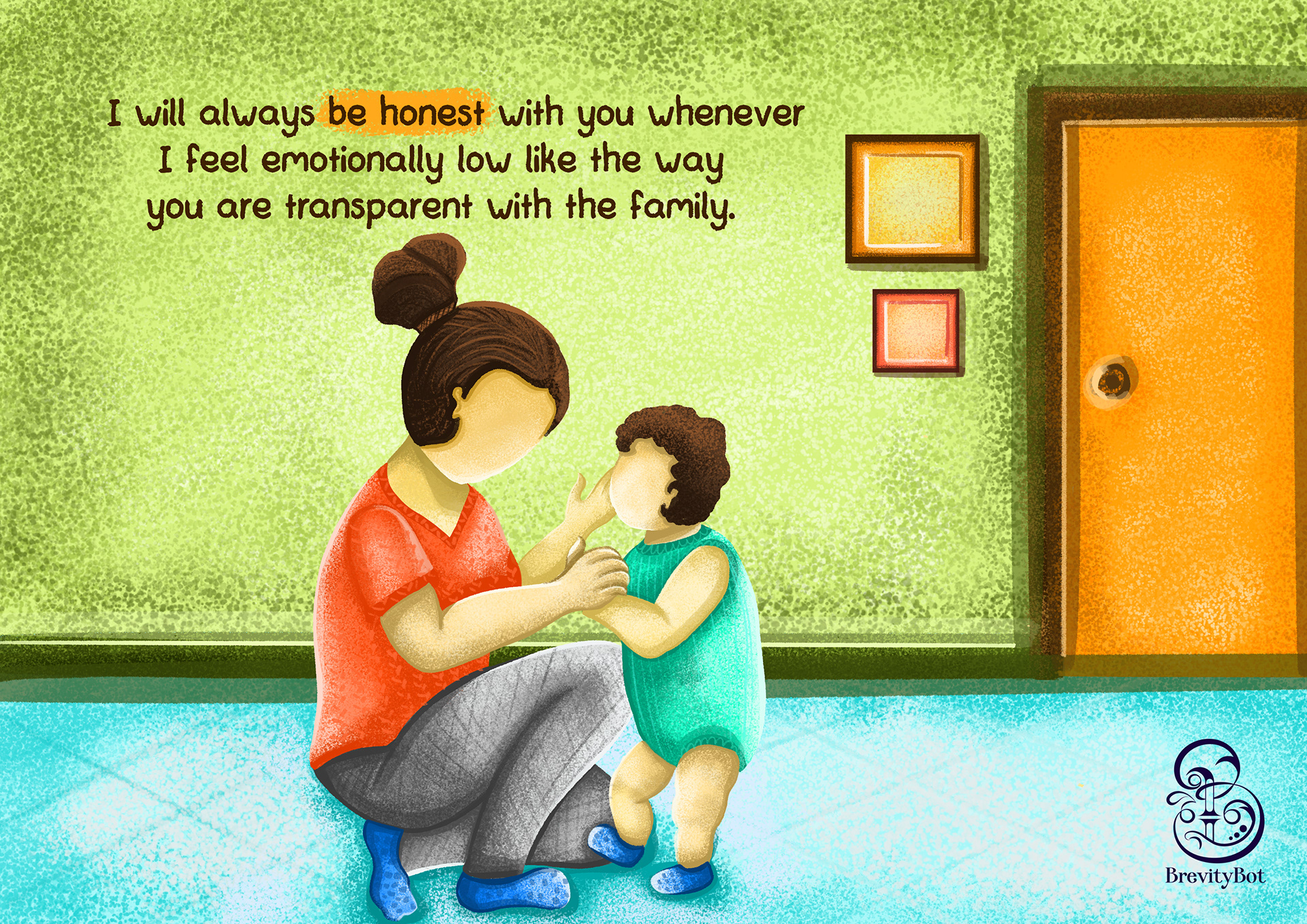 My Precious Mom, a motivational handbook for mothers by Swetha Sridharan: mother and child talking at home, being honest