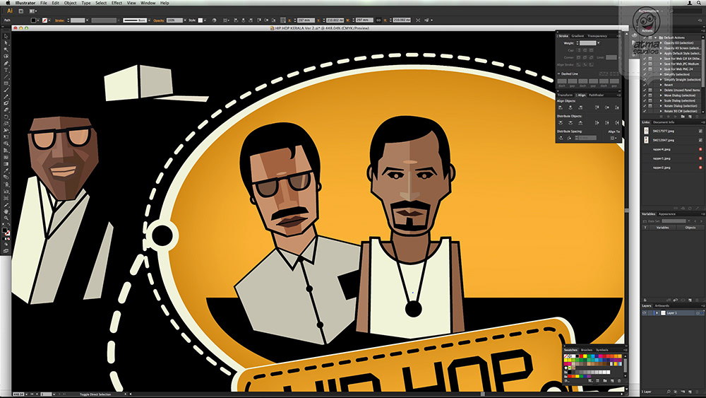 Kerala T-shirt designs 2013: Hip Hop Kerala artwork being coloured in software