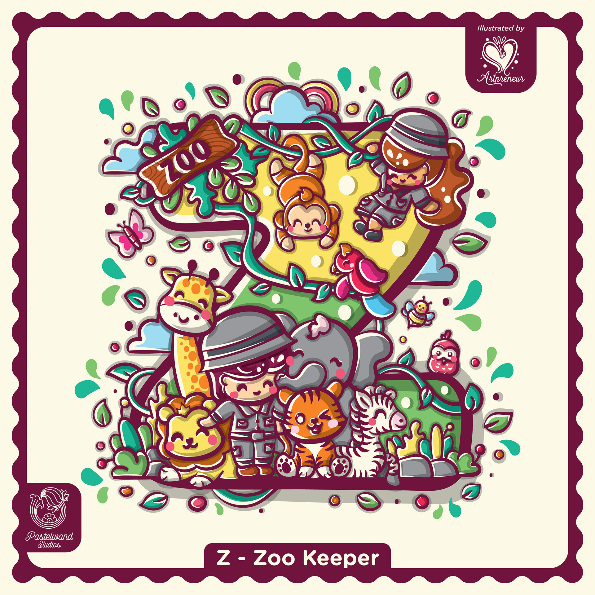 My Little Career ABC children's book: Z for Zoo Keeper, an illustrated letter filled with tools and tiny characters