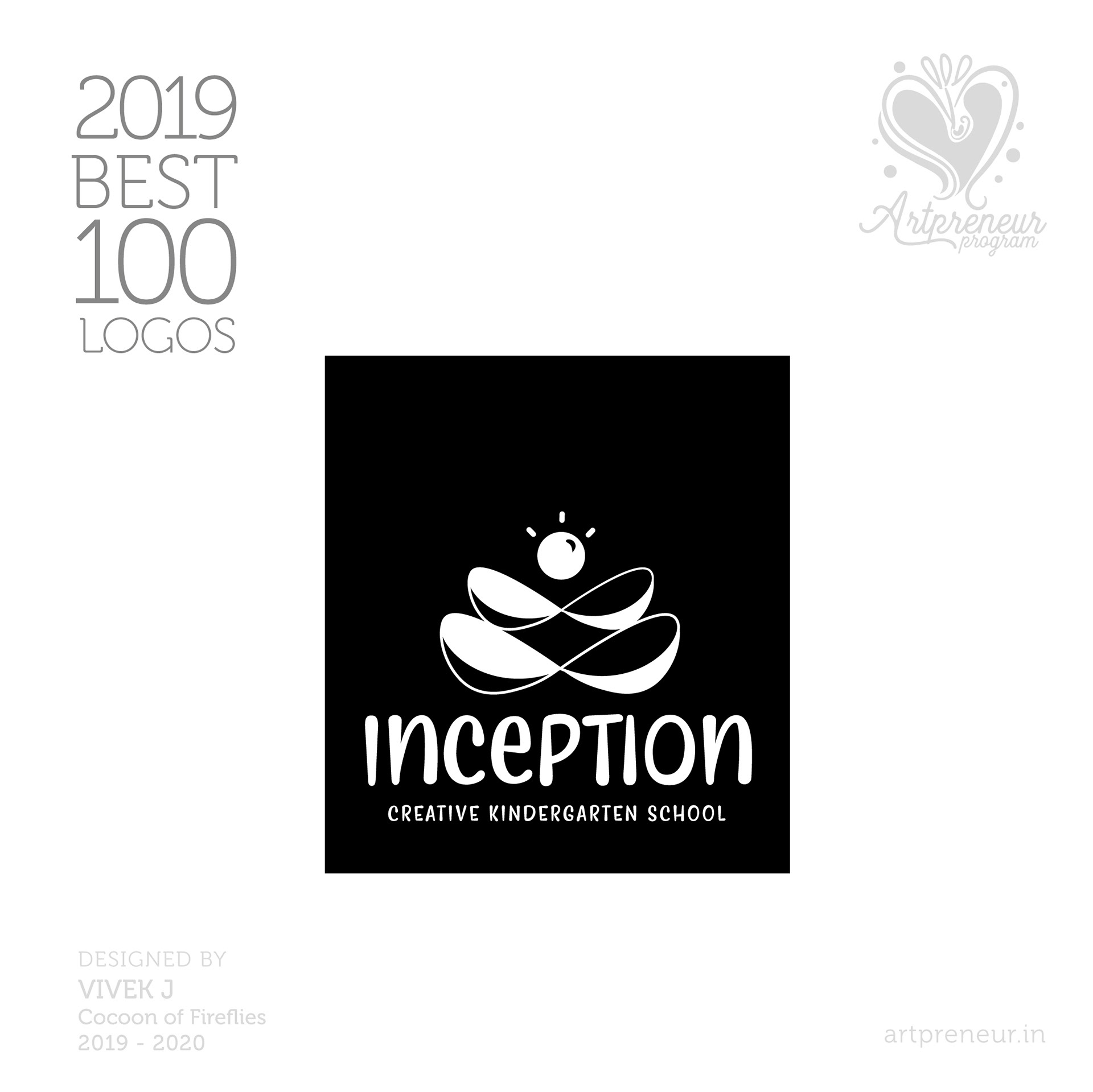 100 best logos of Atma Studios 2019: Inception logo on black with a lotus mark