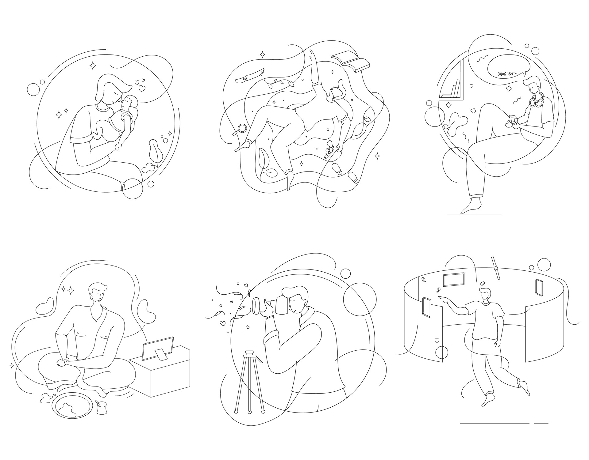 Celebrating men, Art Deco illustrations: #3 Pencil sketches of the series, sheet 2