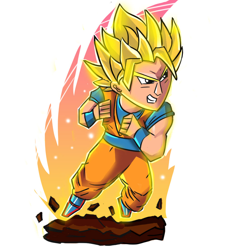 Experimental illustrations 2020: #9 Spiky-haired fighter chibi