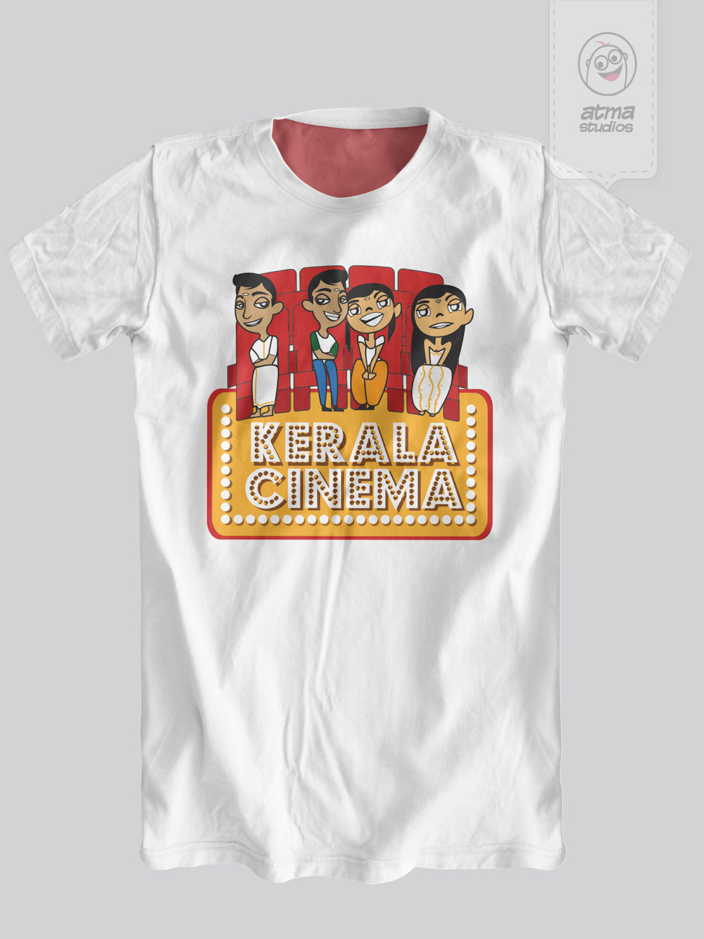 Kerala T-shirt designs 2013: Kerala Cinema white T-shirt