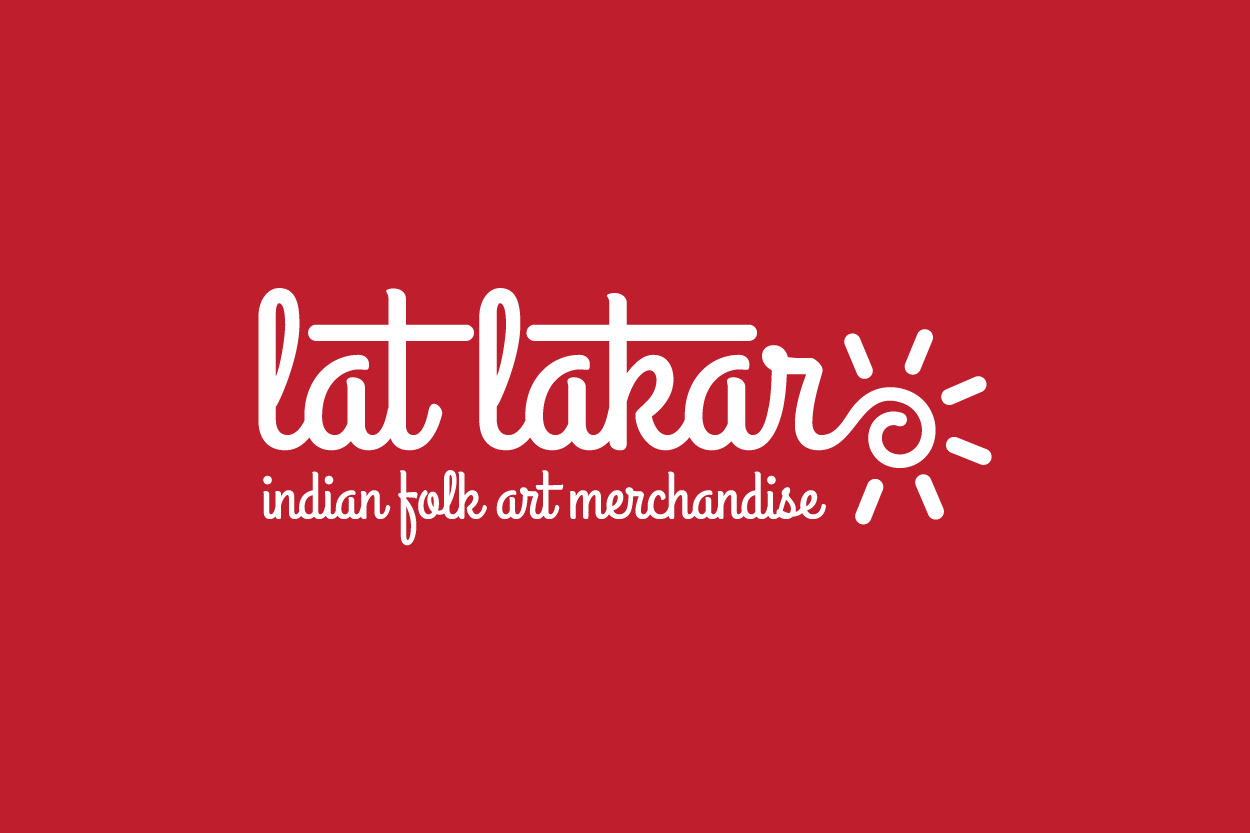 Lat Lakar Indian folk art merchandise: Lat Lakar Indian folk art merchandise logo on red, illustration and merchandise design by Atma Studios