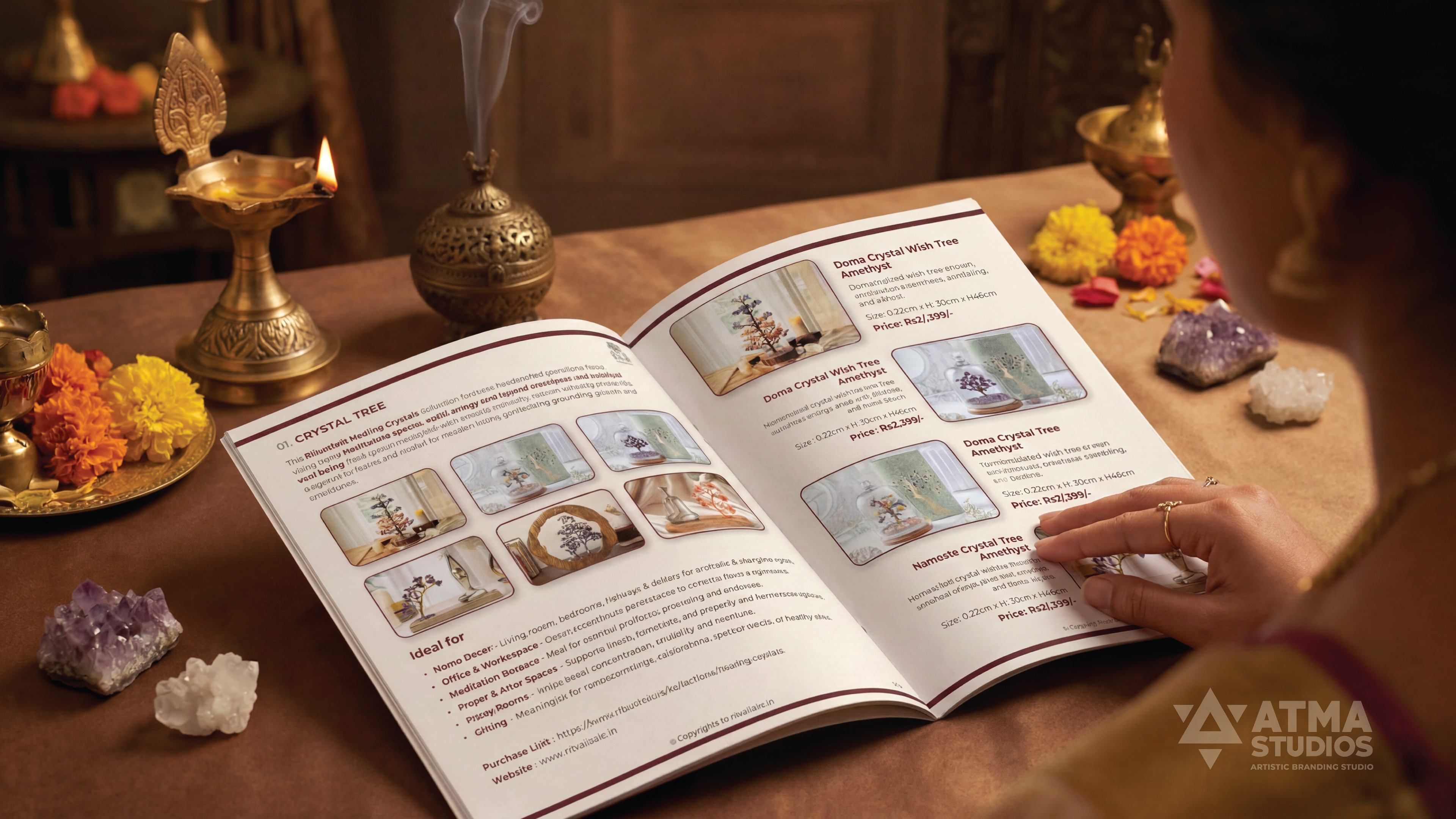 Ritualistic mindful essentials brand: product catalogue inner pages