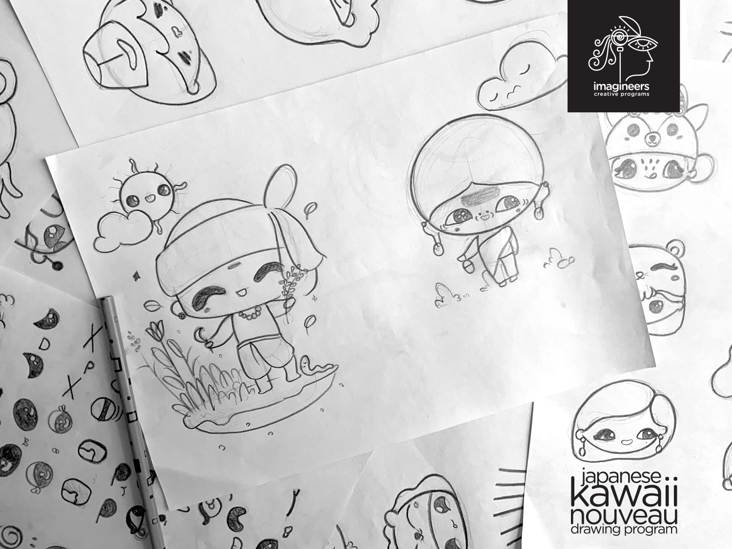 Japanese kawaii nouveau cute characters: #38 Kawaii character pencil sketches