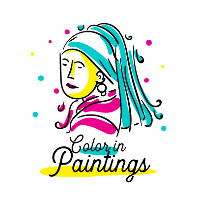 Artpreneur creative program hand-drawn icon: Color in Paintings icon, a girl with a pearl earring