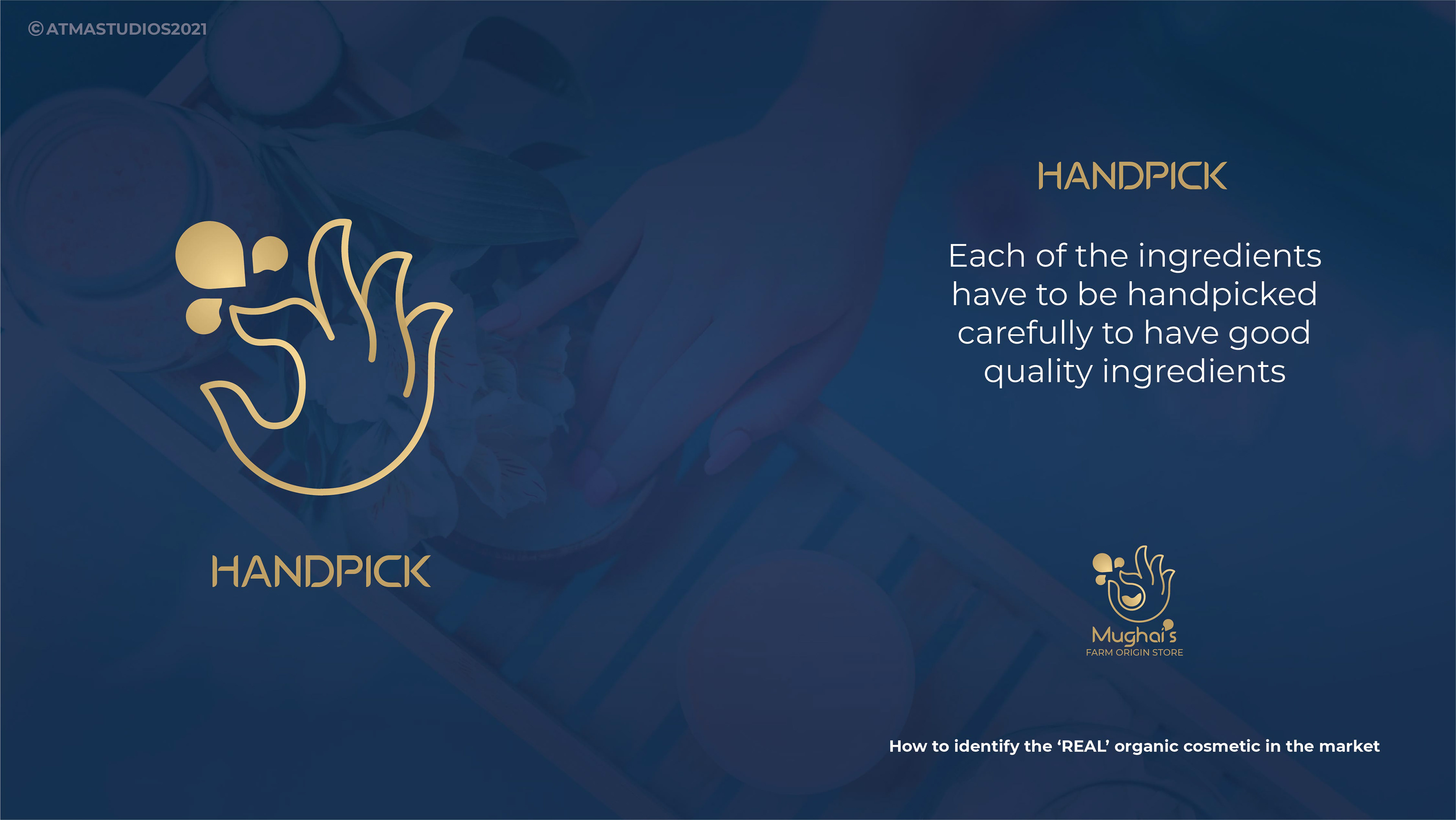 Mughai's Farm Origin Store rebranding: brand deck slide: handpick