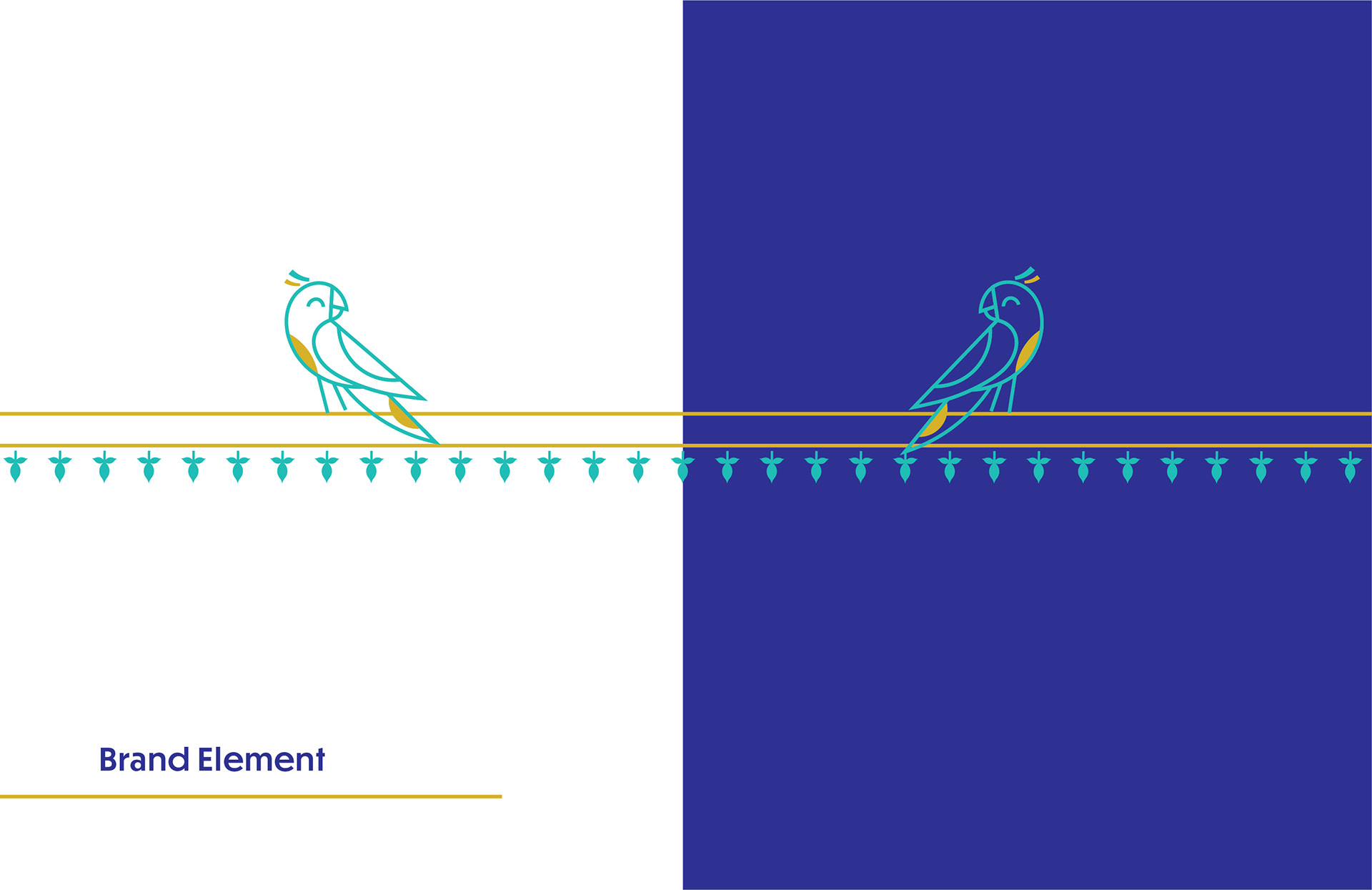 Matangi spiritual brand: brand element of two parrots on a line with bunting