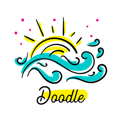 Artpreneur creative program hand-drawn icon: Doodle icon, a sun and waves