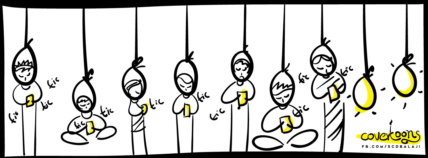30 various illustrations of 2017: #17 Doodle strip of hanging figures