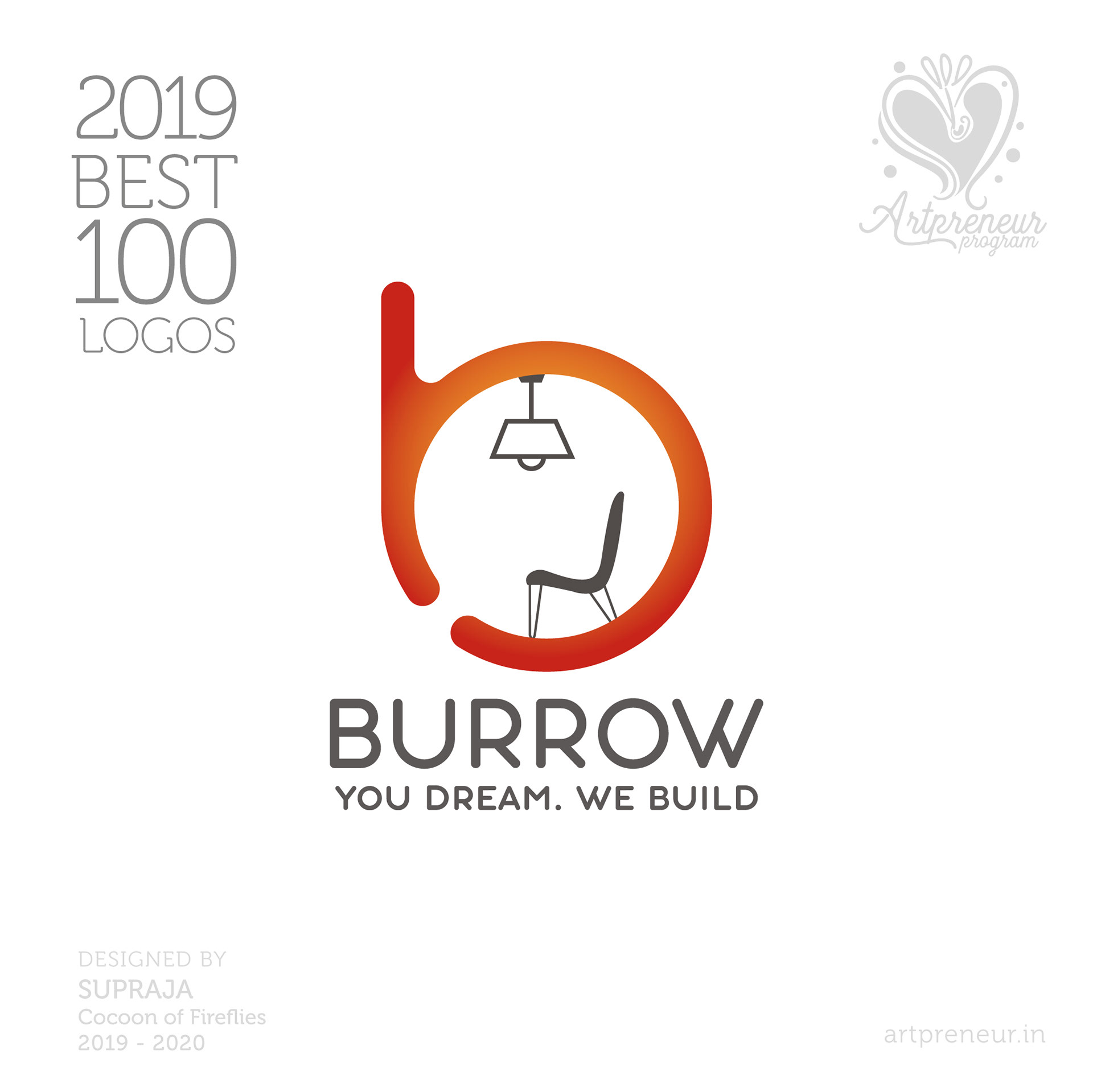 100 best logos of Atma Studios 2019: Burrow logo, You dream, we build