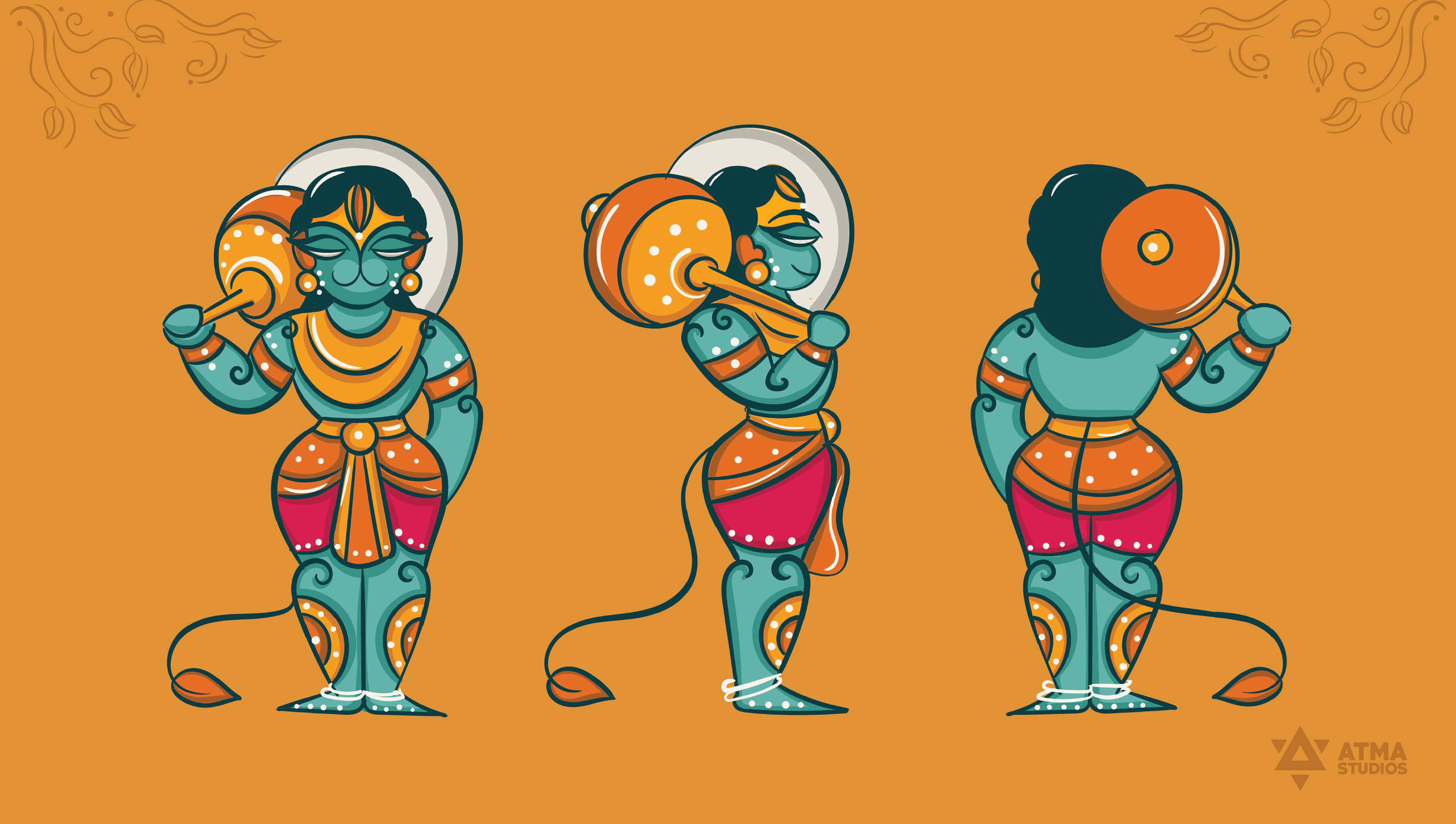 Hanuman Chalisa children's book: three character colour studies