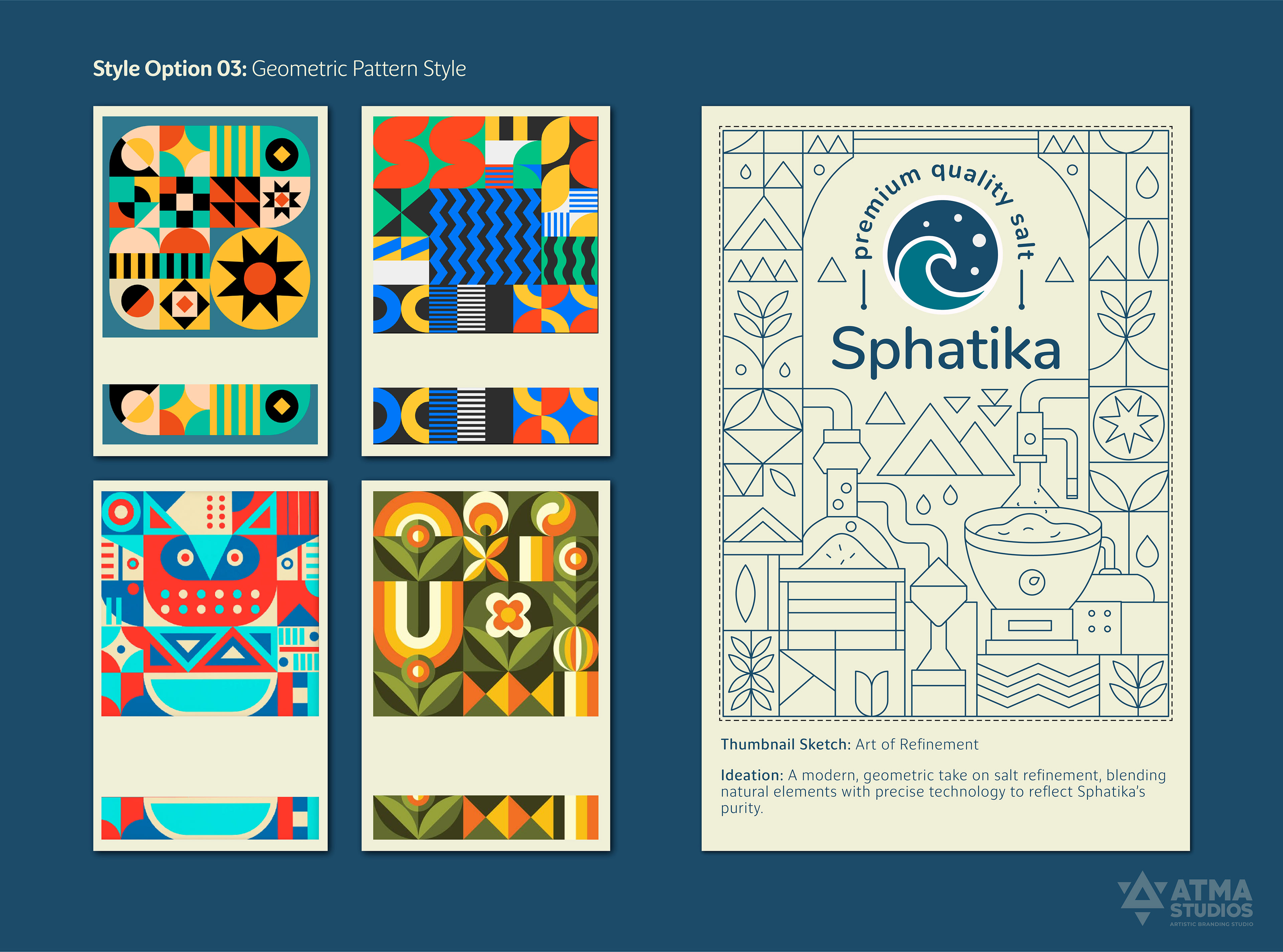Sphatika premium salt brand: package style exploration in geometric pattern style