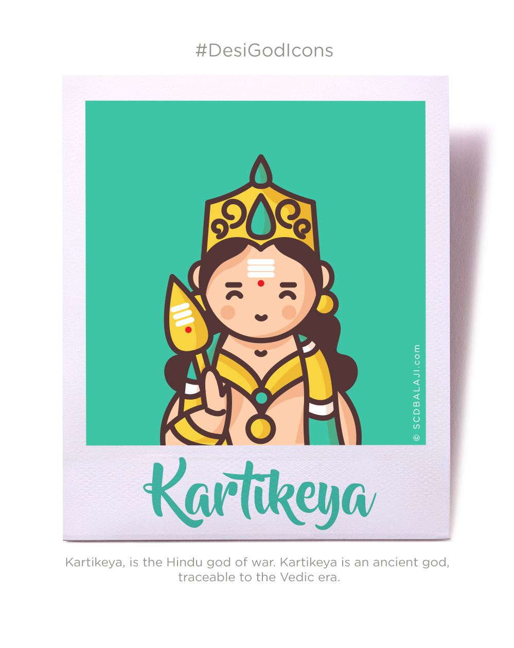 Desi Gods iconography by SCD Balaji: #4 Kartikeya icon