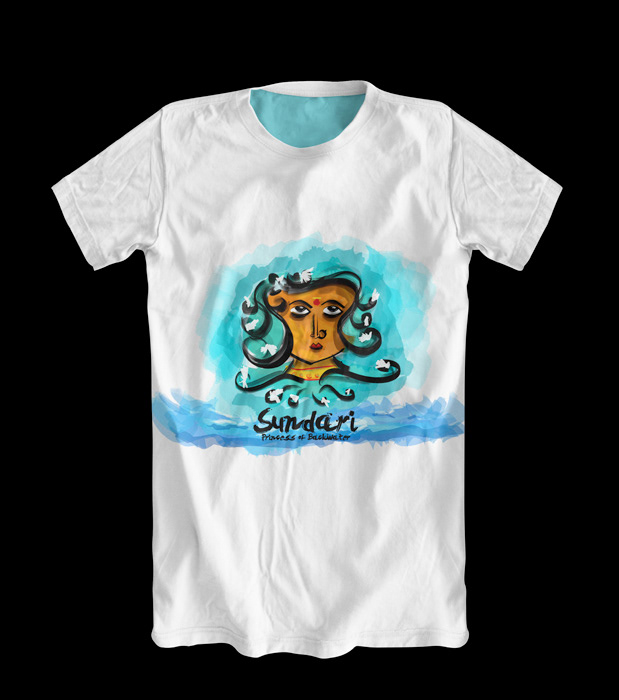 Kerala T-shirt illustrations: Sundari white T-shirt