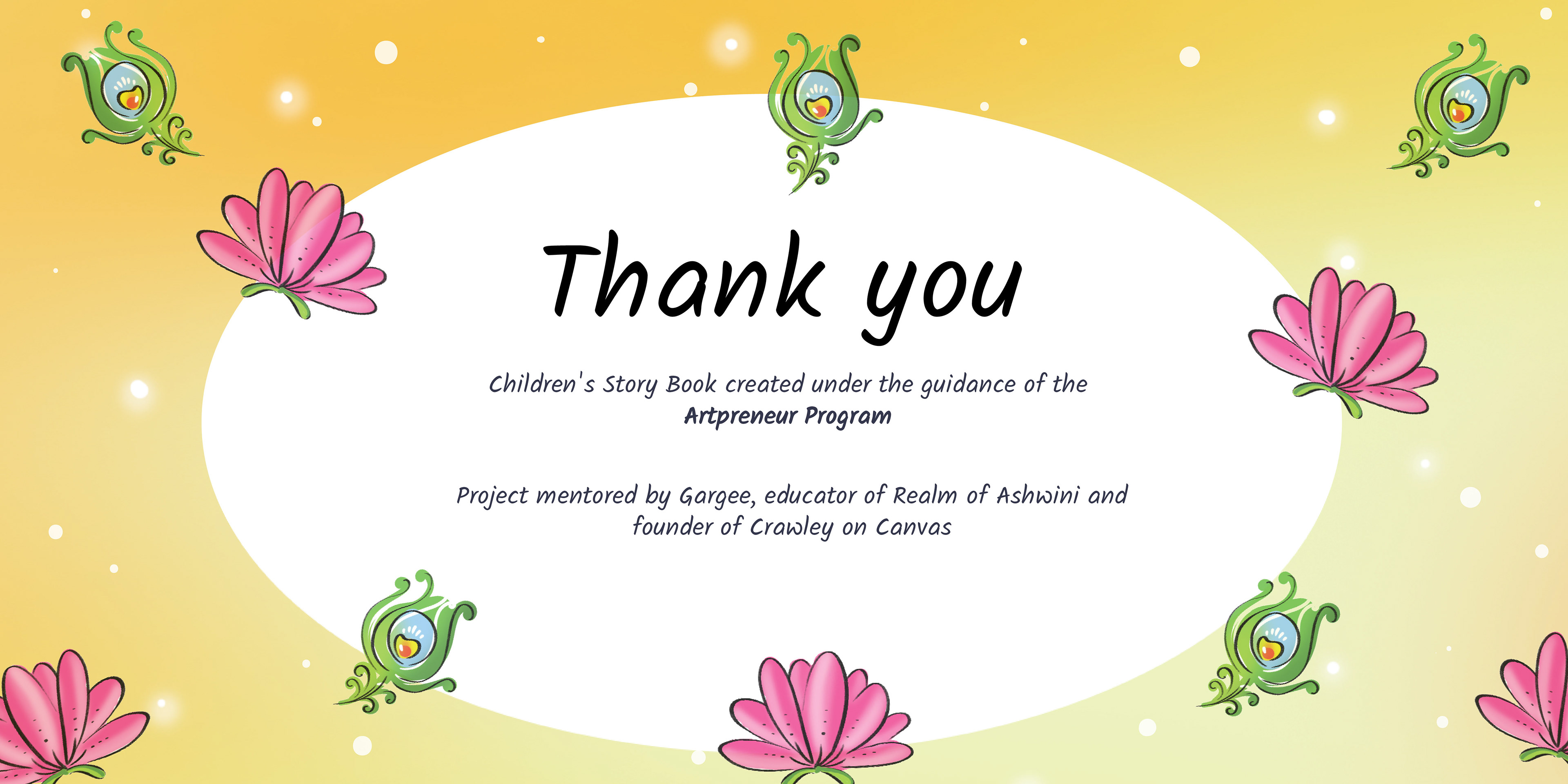 Kandha children's mythological story book on Lord Murugan: thank you page