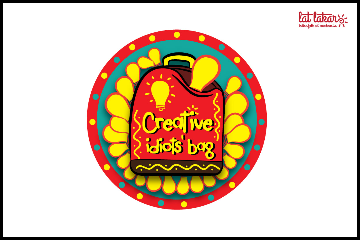 Lat Lakar Indian folk art merchandise: Creative Wala Log badge illustration