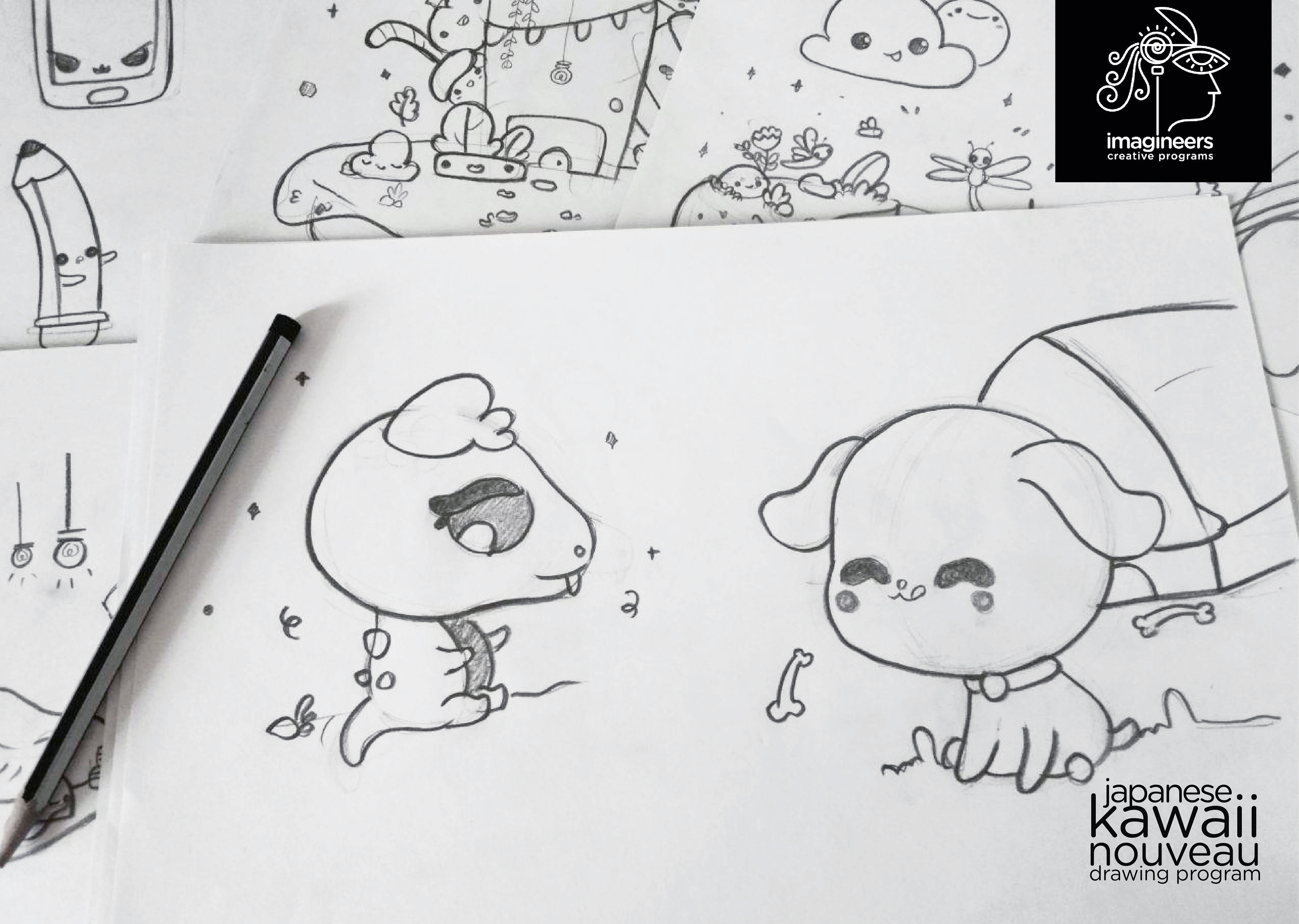 Japanese kawaii nouveau cute characters: #40 Kawaii character pencil sketches