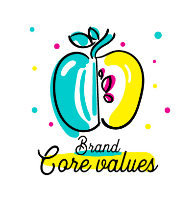 Artpreneur creative program hand-drawn icon: Brand Core Values icon, an apple