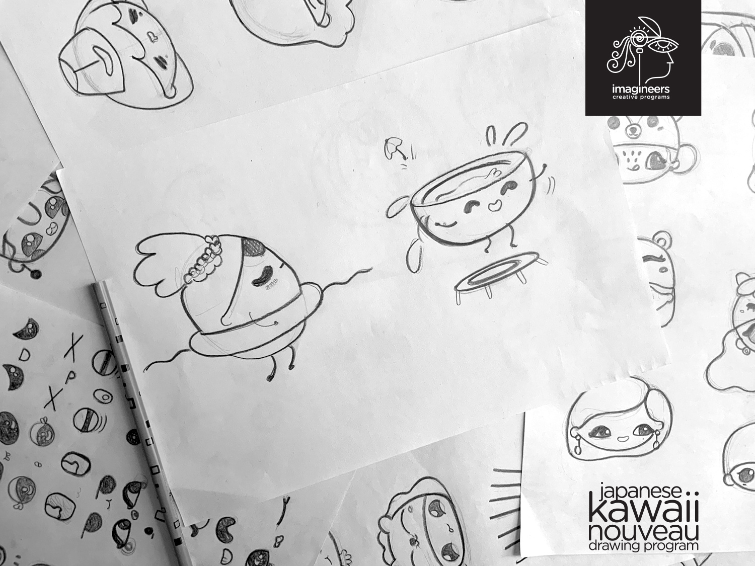 Japanese kawaii nouveau cute characters: #12 Kawaii character pencil sketches