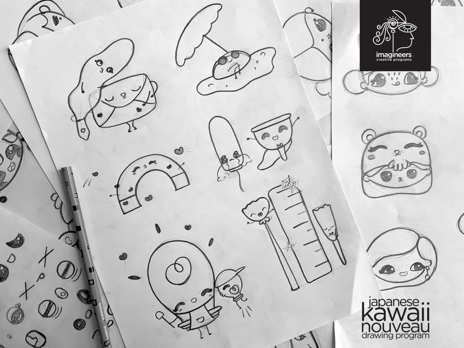 Japanese kawaii nouveau cute characters: #11 Kawaii character pencil sketches