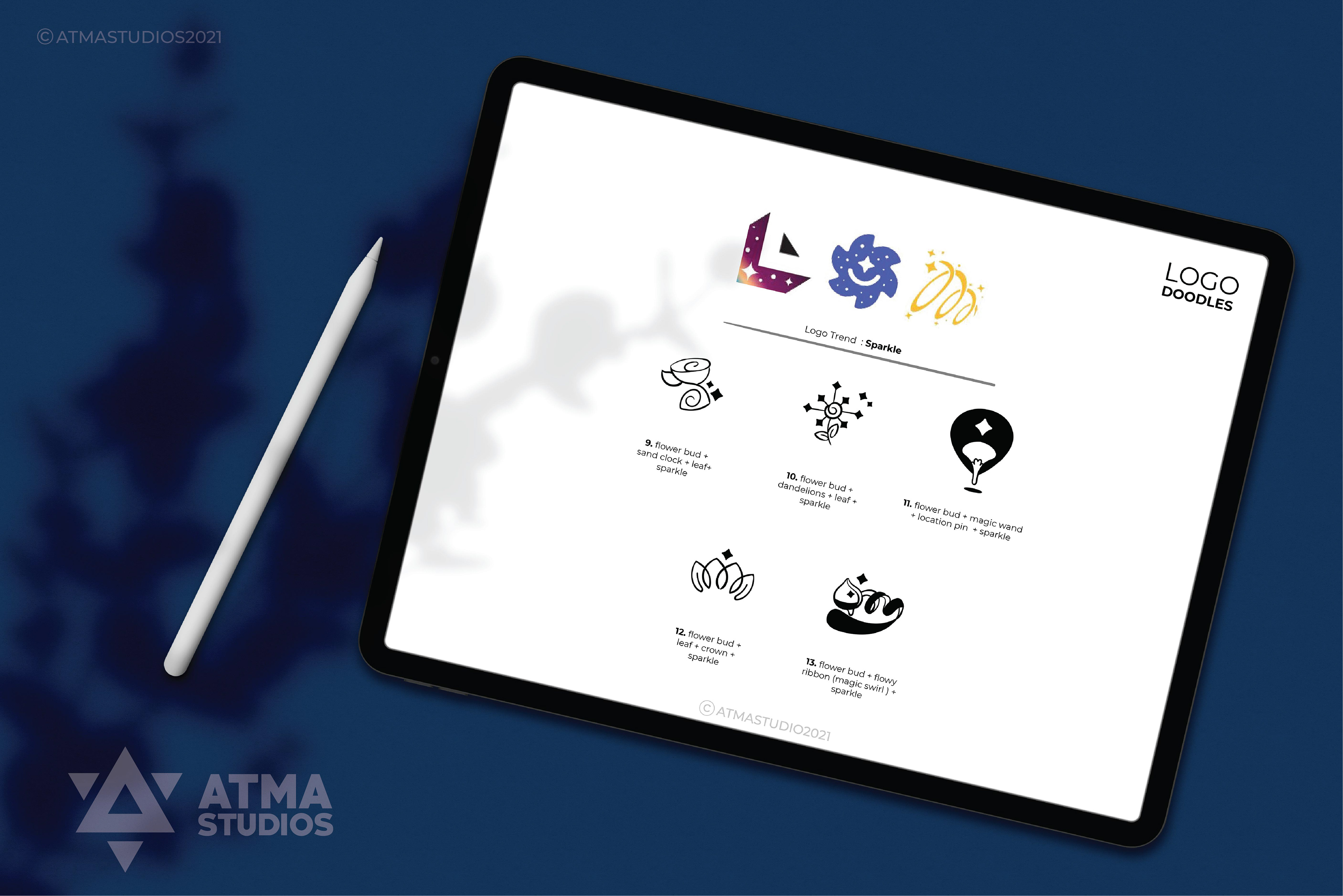 Mughai's Farm Origin Store rebranding: logo ideations drawn on a tablet