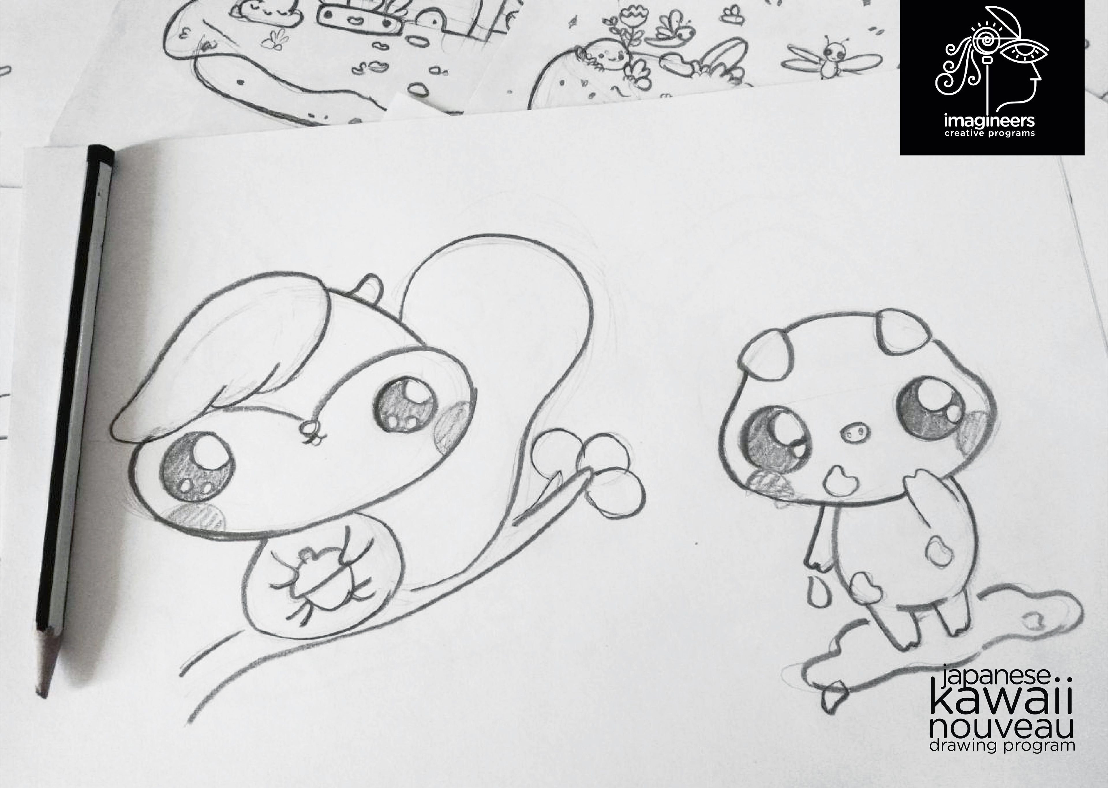 Japanese kawaii nouveau cute characters: #45 Kawaii character pencil sketches