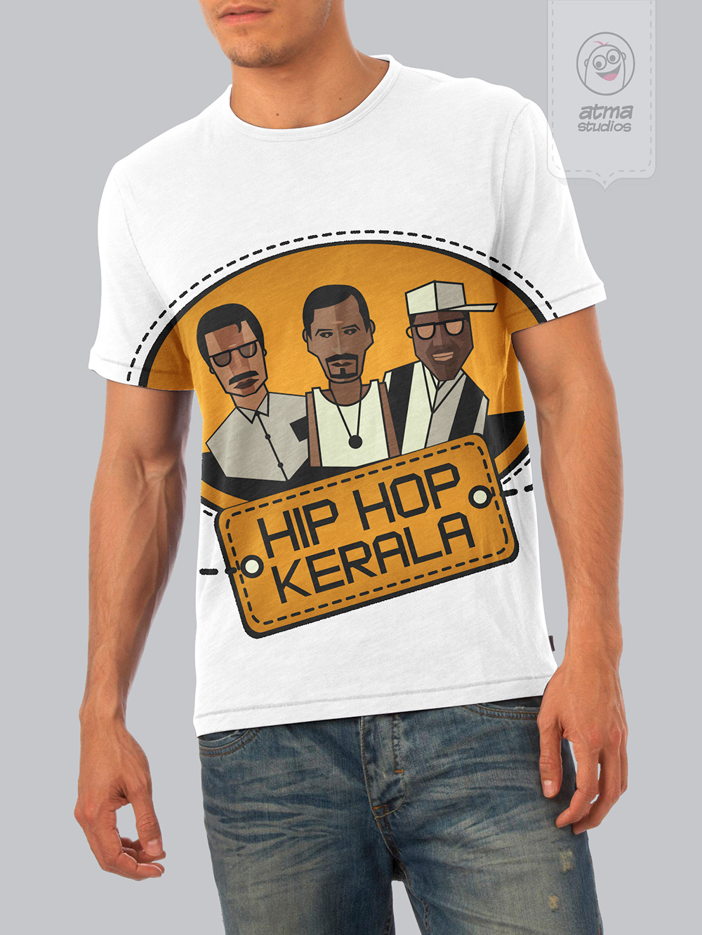 Kerala T-shirt designs 2013: man wearing the white Hip Hop Kerala T-shirt