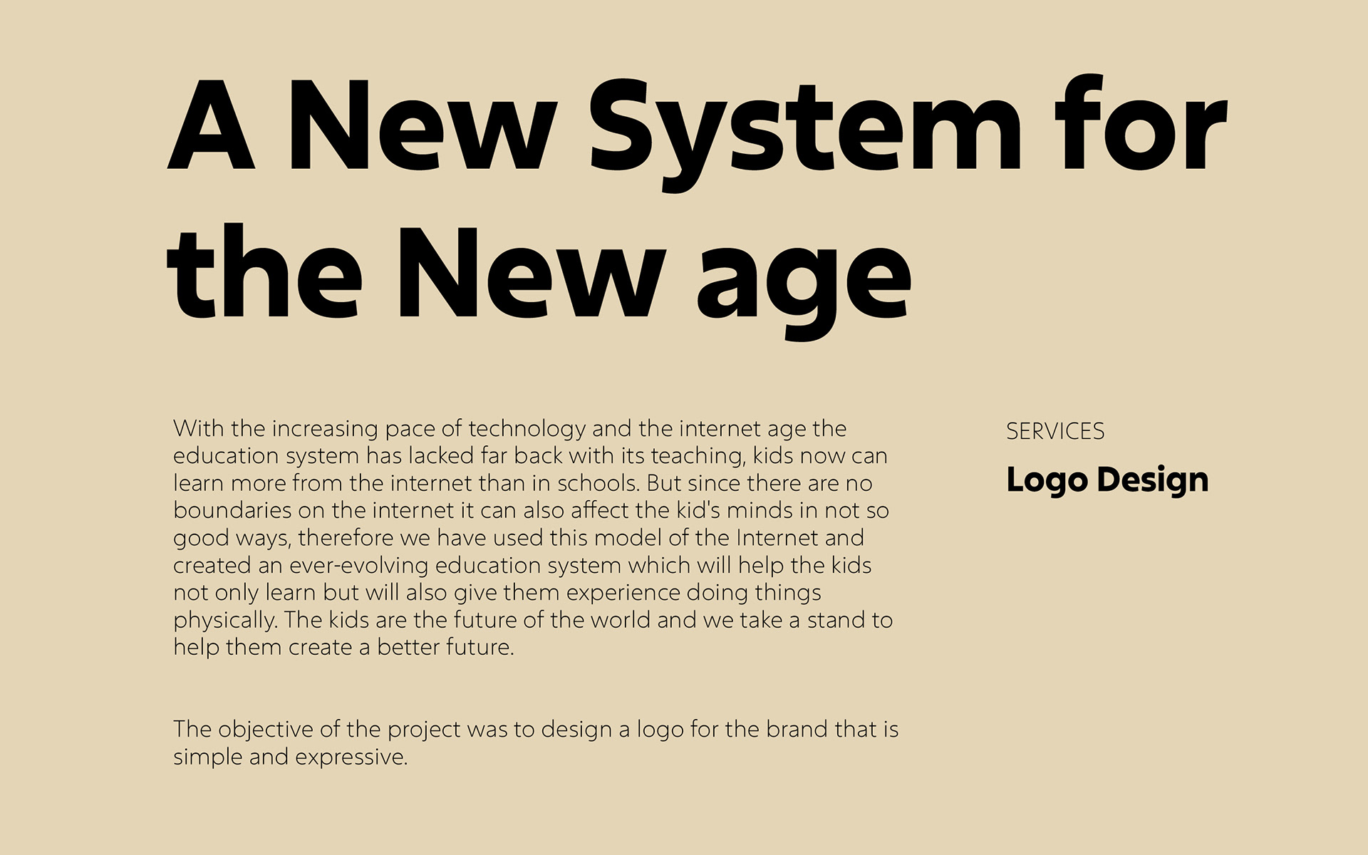 Sunshine logo design: brand idea slide, A New System for the New Age