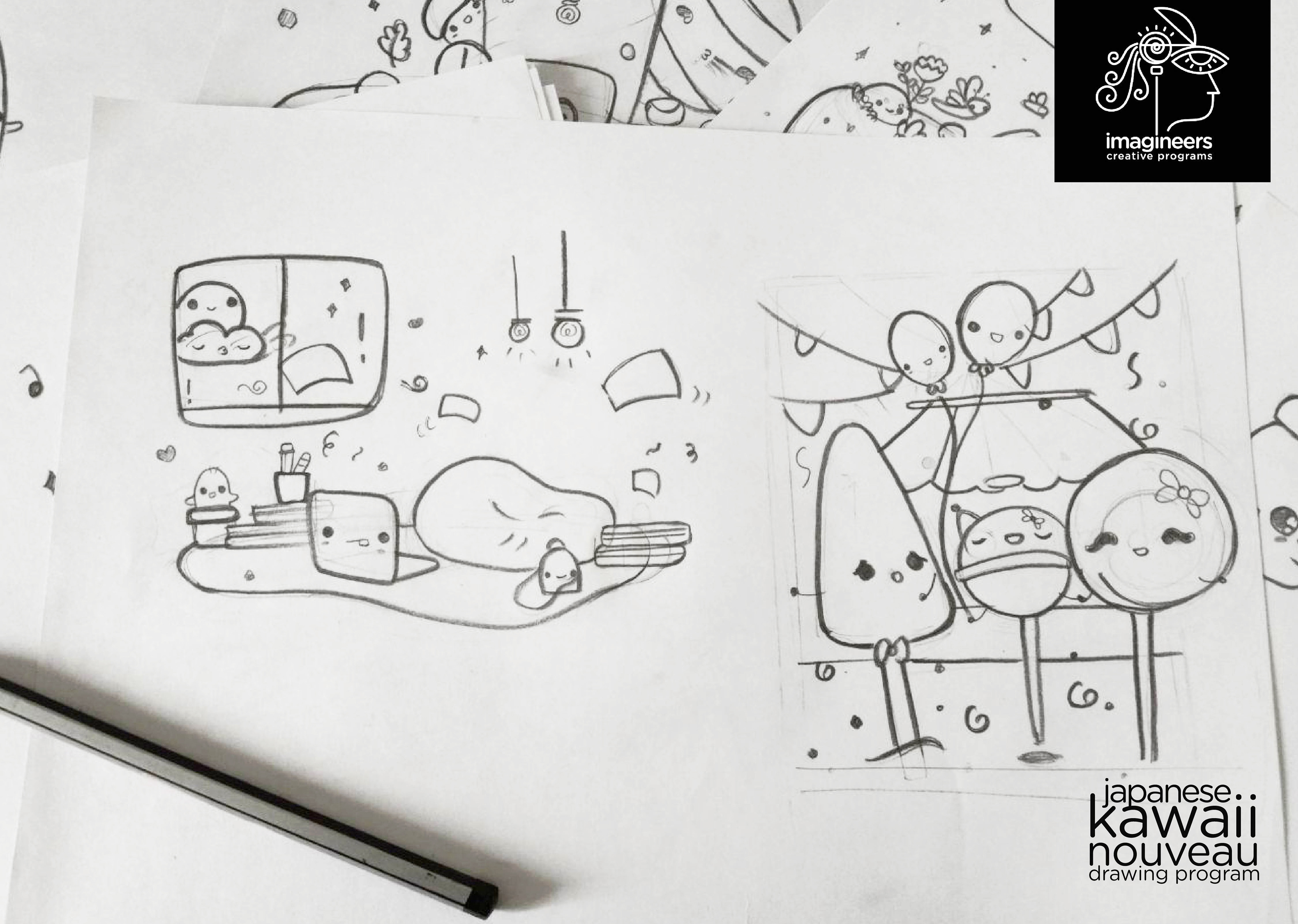 Japanese kawaii nouveau cute characters: #49 Kawaii character pencil sketches