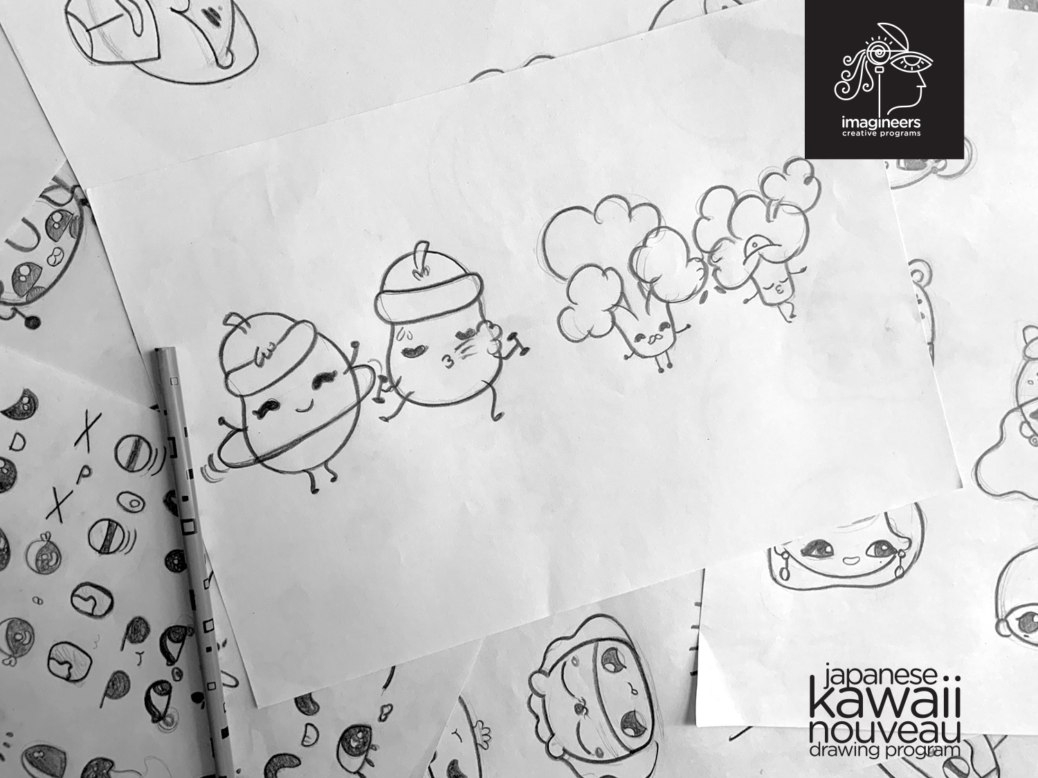 Japanese kawaii nouveau cute characters: #16 Kawaii character pencil sketches