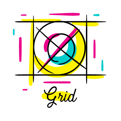 Artpreneur creative program hand-drawn icon: Grid icon, a grid with circles