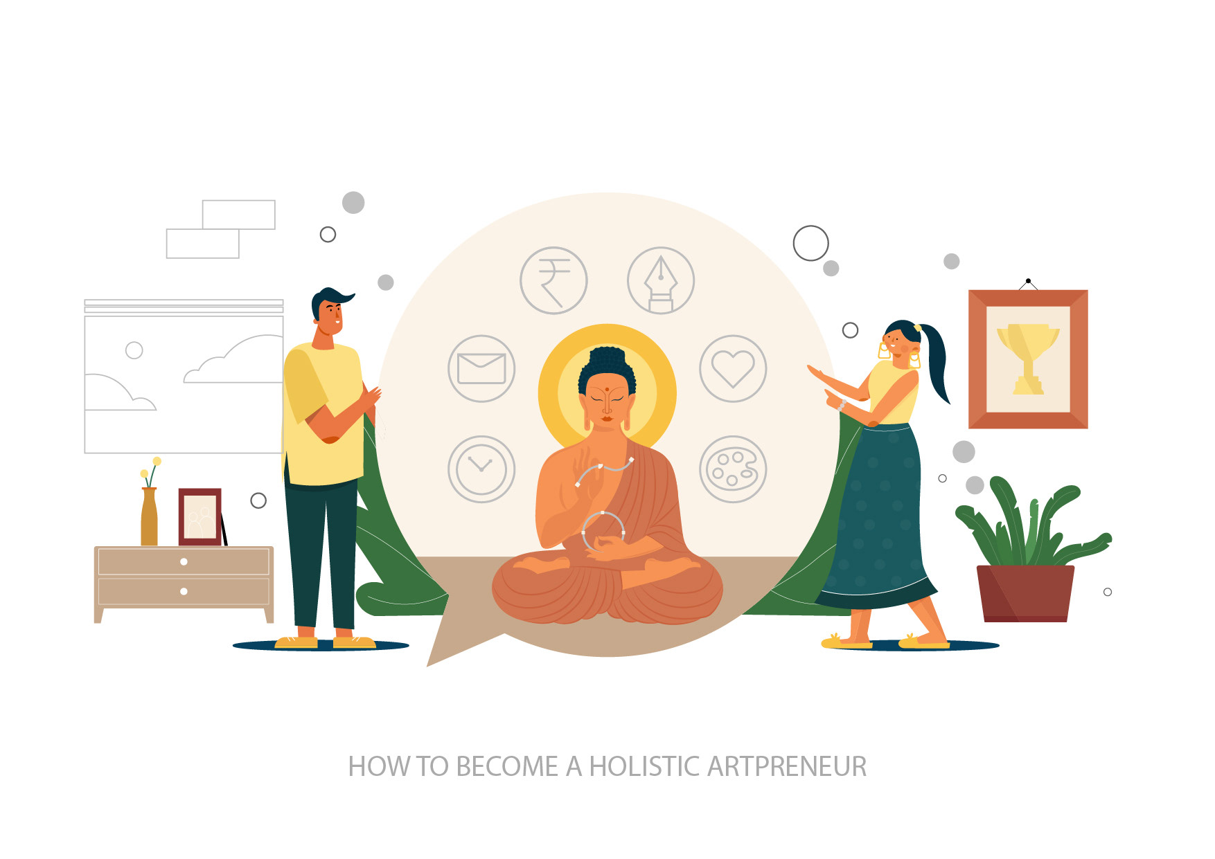 Gyancasts by Artpreneurs brand identity: brand illustration: how to become a holistic artpreneur