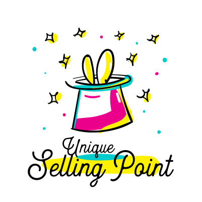 Artpreneur creative program hand-drawn icon: Unique Selling Point icon, a magic hat