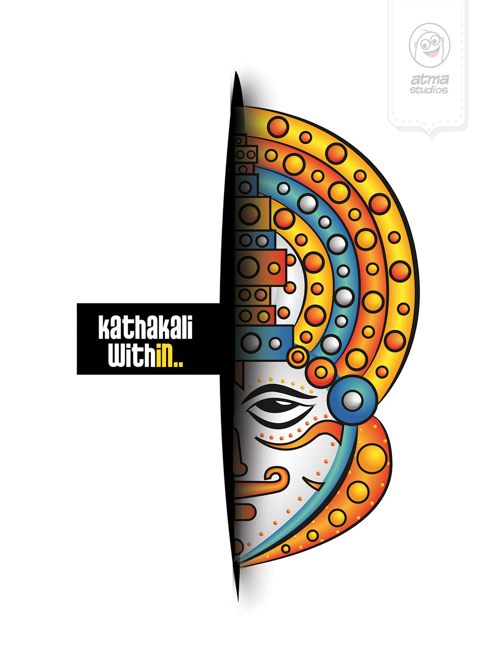 Kerala T-shirt designs 2013: Kathakali Within artwork, half a Kathakali face